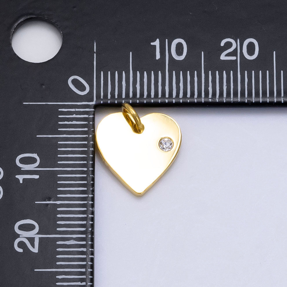 Stainless Steel CZ Minimalist Heart Charm in Gold & Silver | P1279 - DLUXCA