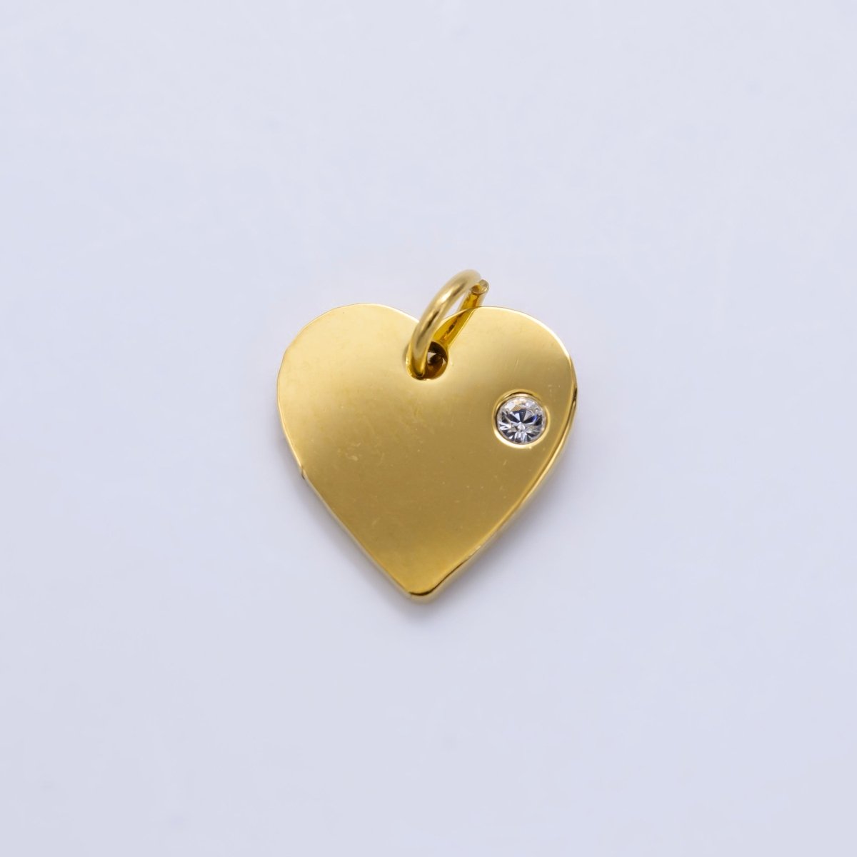 Stainless Steel CZ Minimalist Heart Charm in Gold & Silver | P1279 - DLUXCA