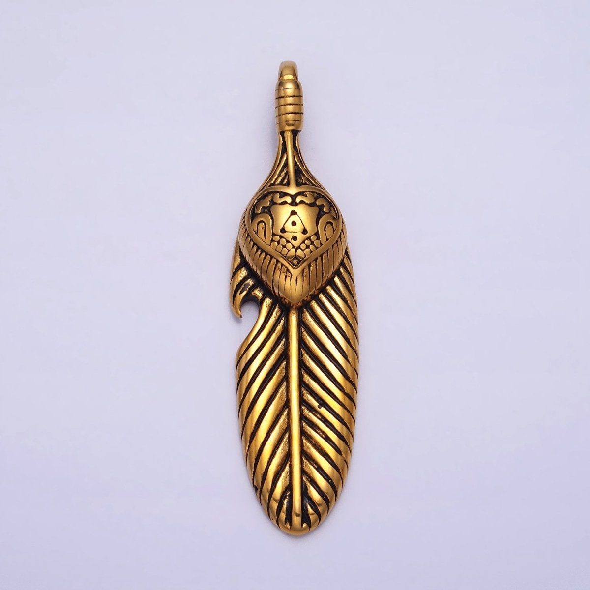 Stainless Steel Double Sided Heart Engraved Natural Leaf Silver, Gold Pendant | P - 1139 - DLUXCA