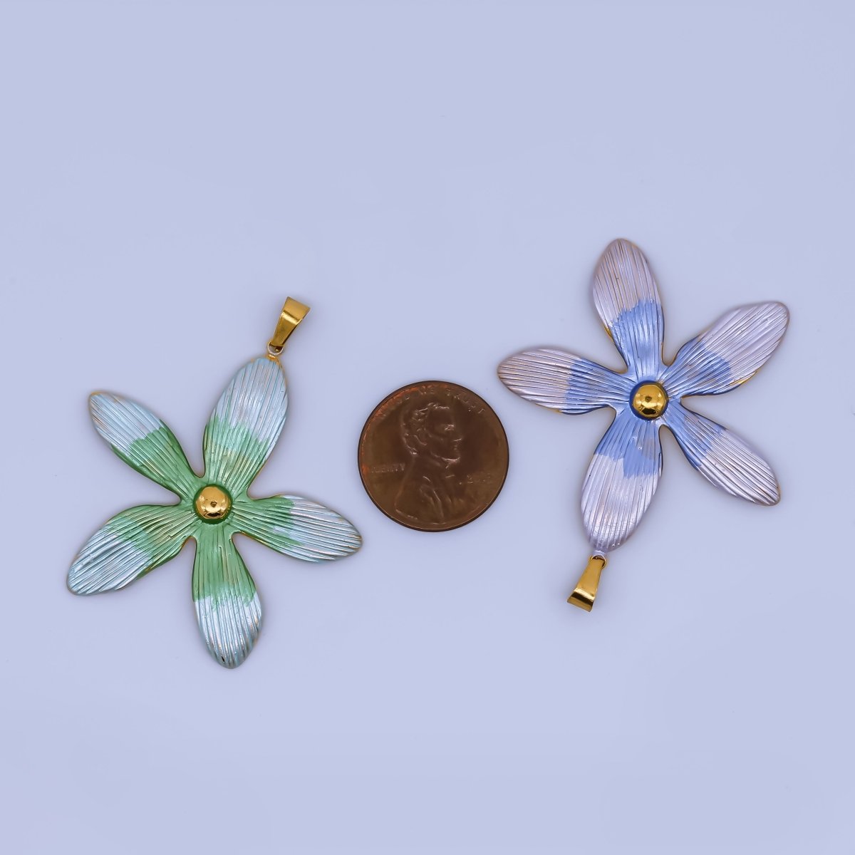 Stainless Steel Enamel 40mm 5 - Petal Star Orchid Flower Charm | J - 063 J - 070 J - 083 J - 138 - DLUXCA