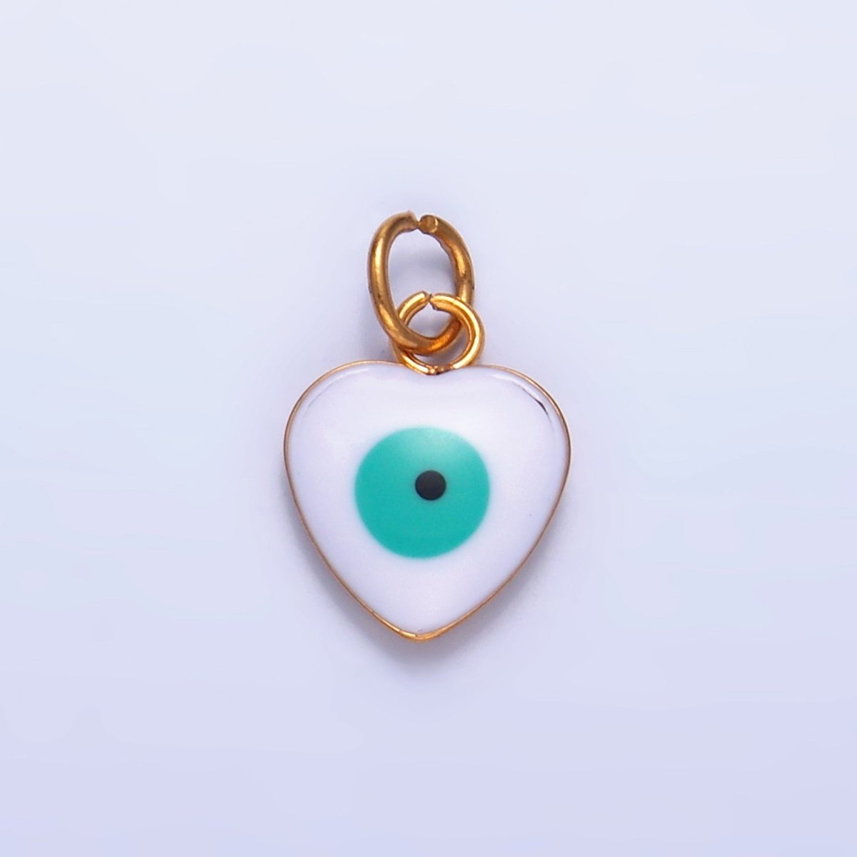 Stainless Steel Evil Eye Enamel Heart Charm in Gold & Silver | P733 - DLUXCA