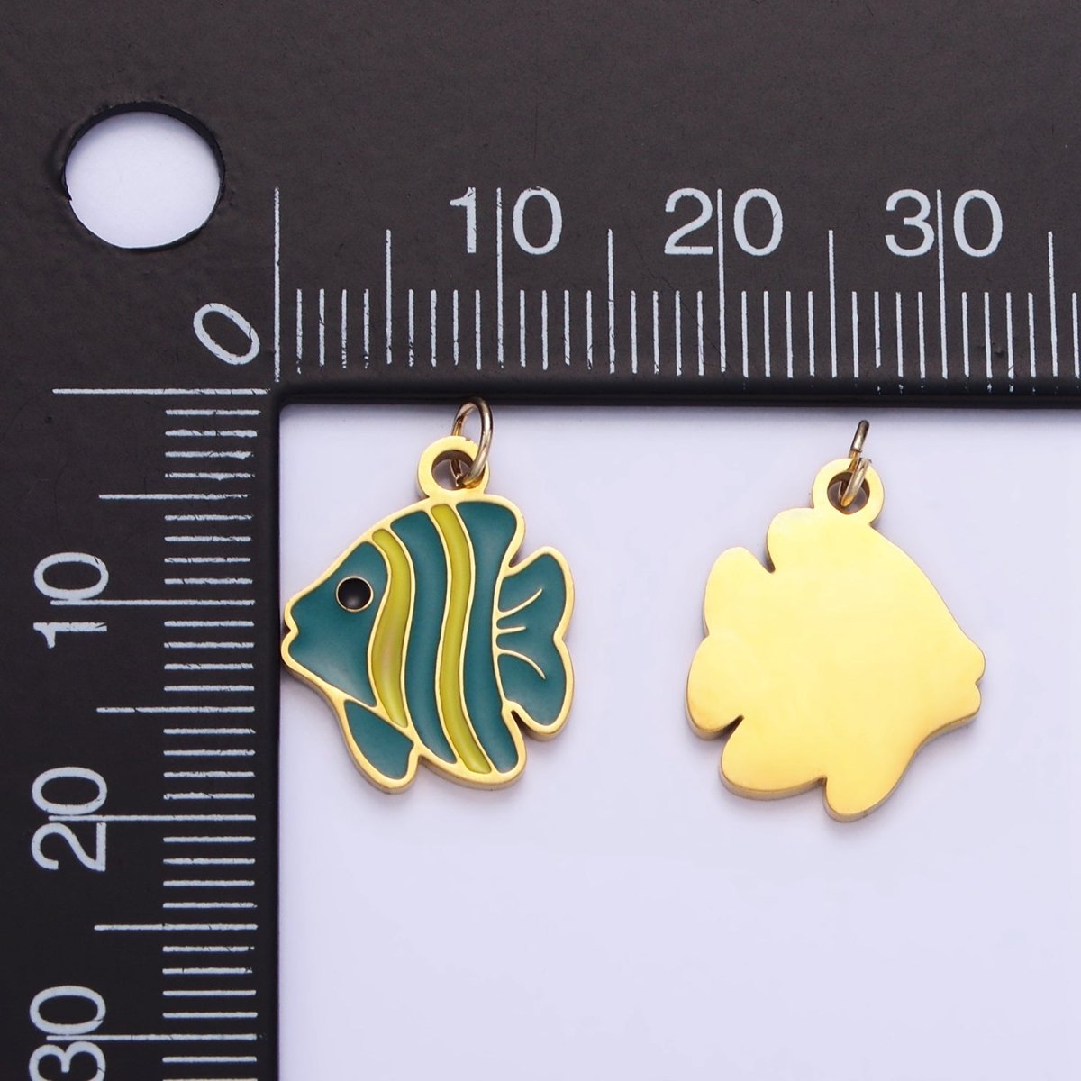 Stainless Steel Fish Charm Enamel Animal Jewelry Pendant | P1008 - DLUXCA