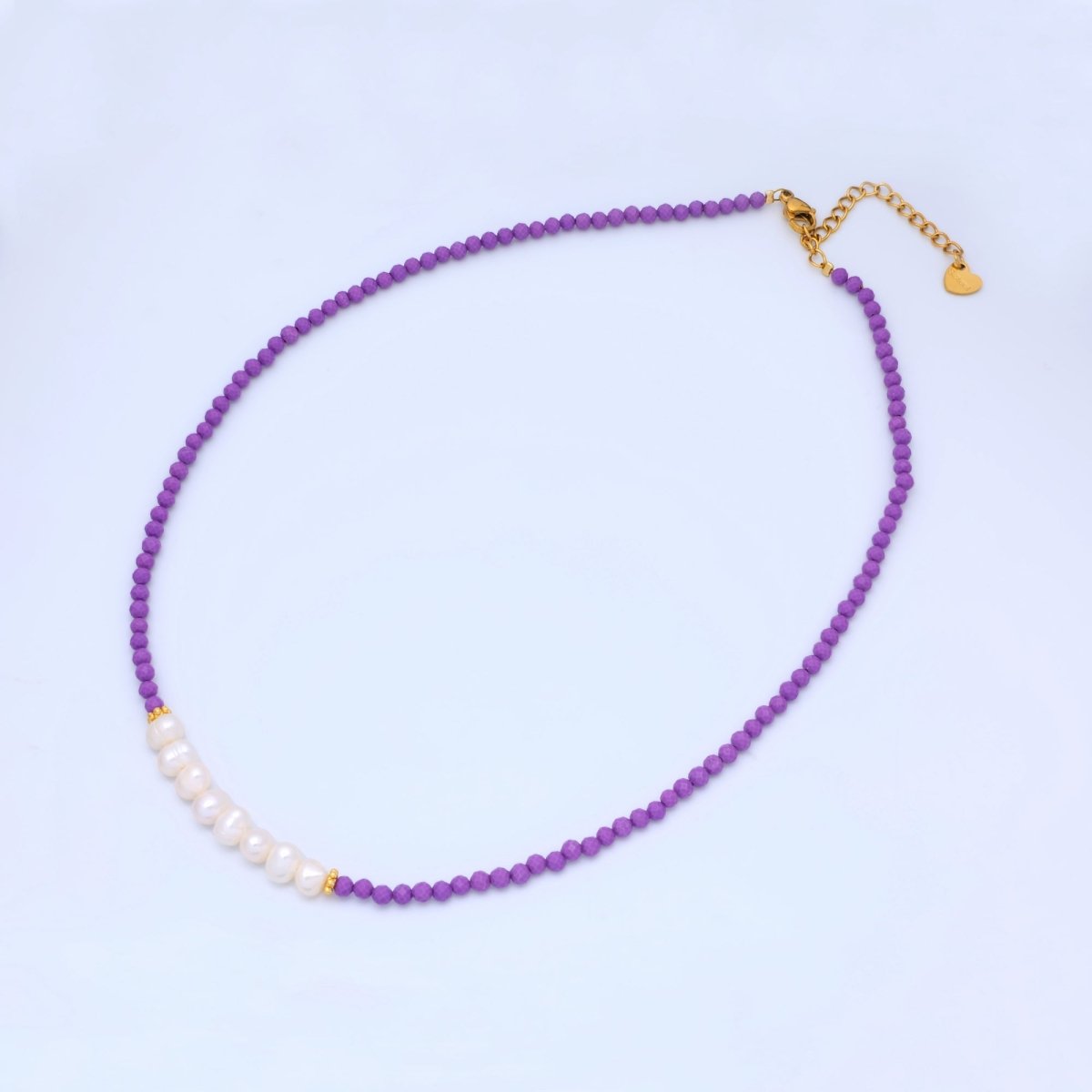 Stainless Steel Freshwater Pearl Lapis Lazuli, Citrine, Amethyst Gemstone 16 Inch Necklace | WA - 3040 ~ WA - 3042 - DLUXCA
