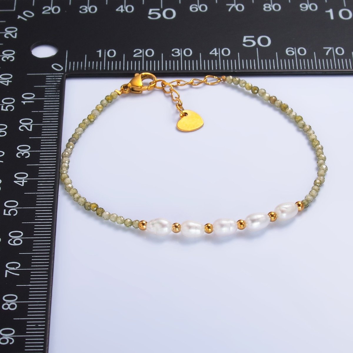 Stainless Steel Freshwater Pearl Multifaceted Crystal Gemstone 7 Inch Bracelet | WA - 3132 - DLUXCA