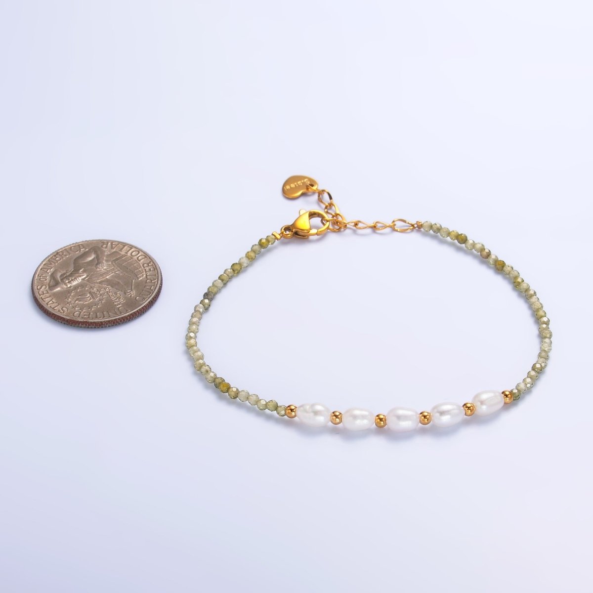 Stainless Steel Freshwater Pearl Multifaceted Crystal Gemstone 7 Inch Bracelet | WA - 3132 - DLUXCA