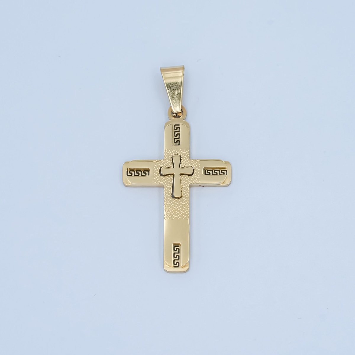 Stainless Steel Geometric Cross Pendant in Gold & Silver | P1053 - DLUXCA