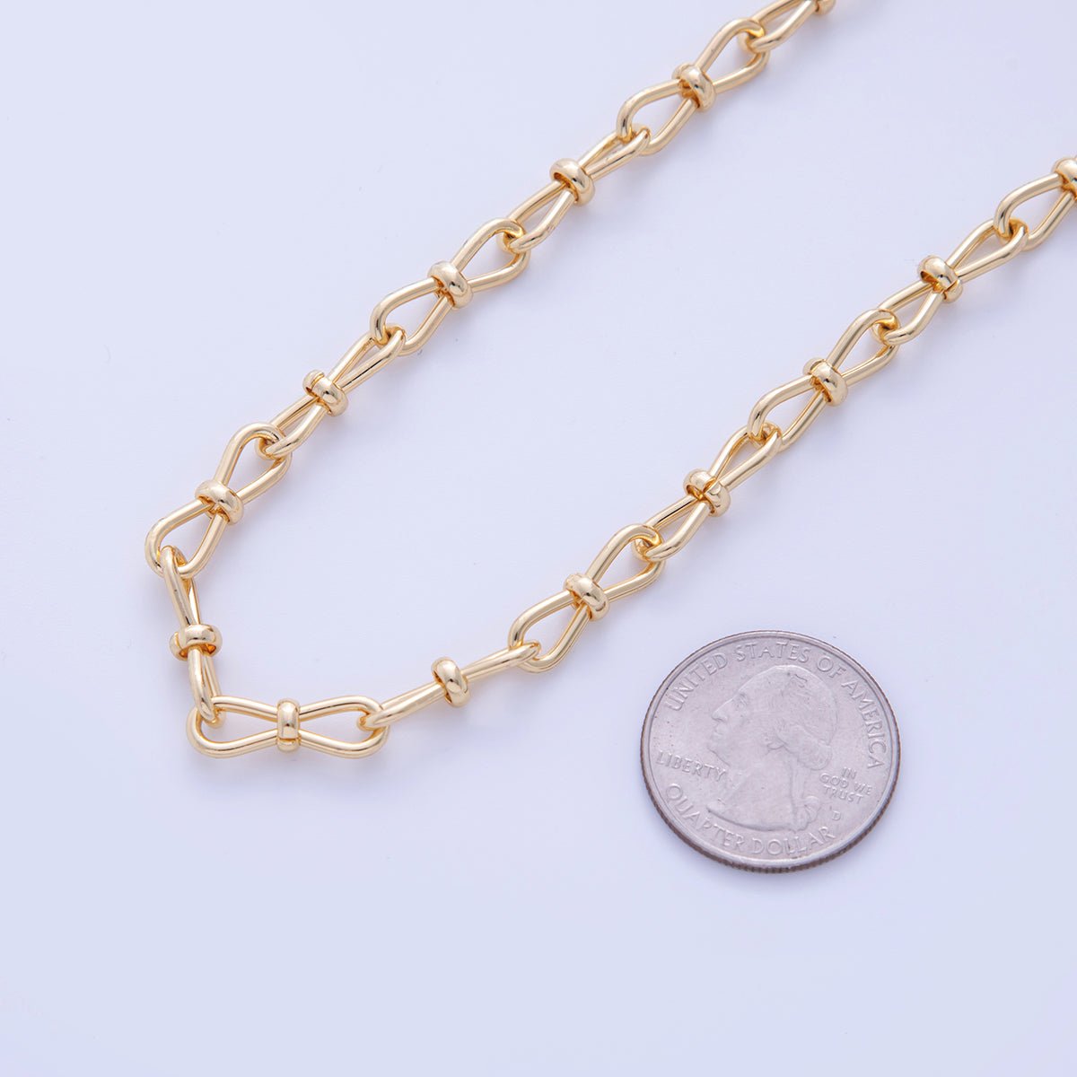 Stainless Steel Geometric Figure Eight Ribbon Bow Unfinished Chain by Yard | Roll - 1572 - DLUXCA