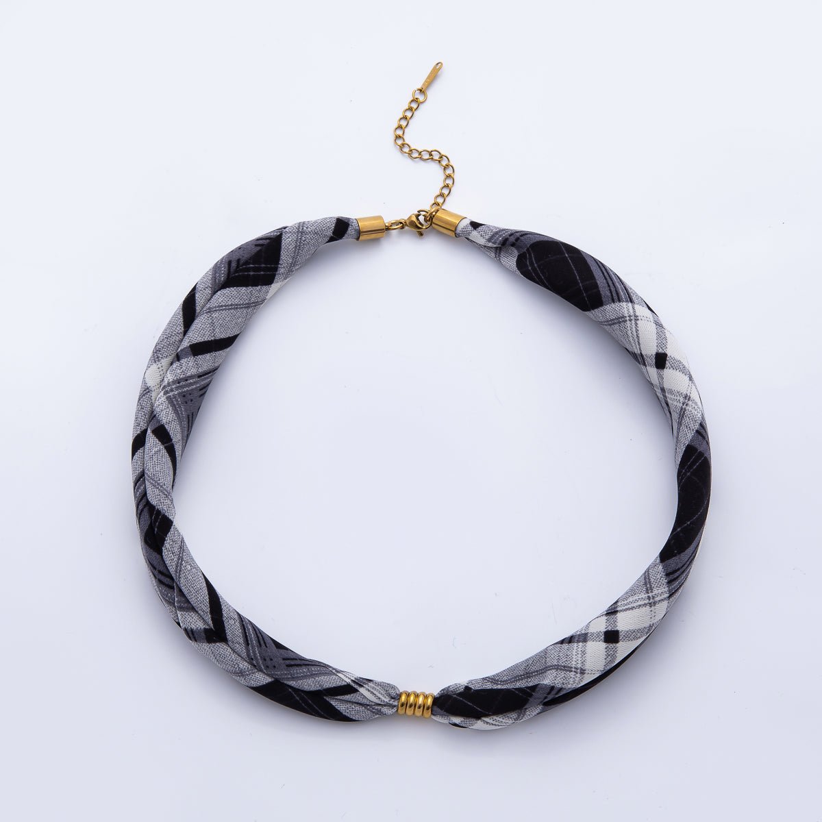 Stainless Steel Gold Brown, Black, Pink Smooth Silk Scarf Handmade Necklace | WA1653 - WA1655, WA1716 - WA1718, WA1721 - WA1723, WA1726 WA1727 WA1730 WA1735 - DLUXCA