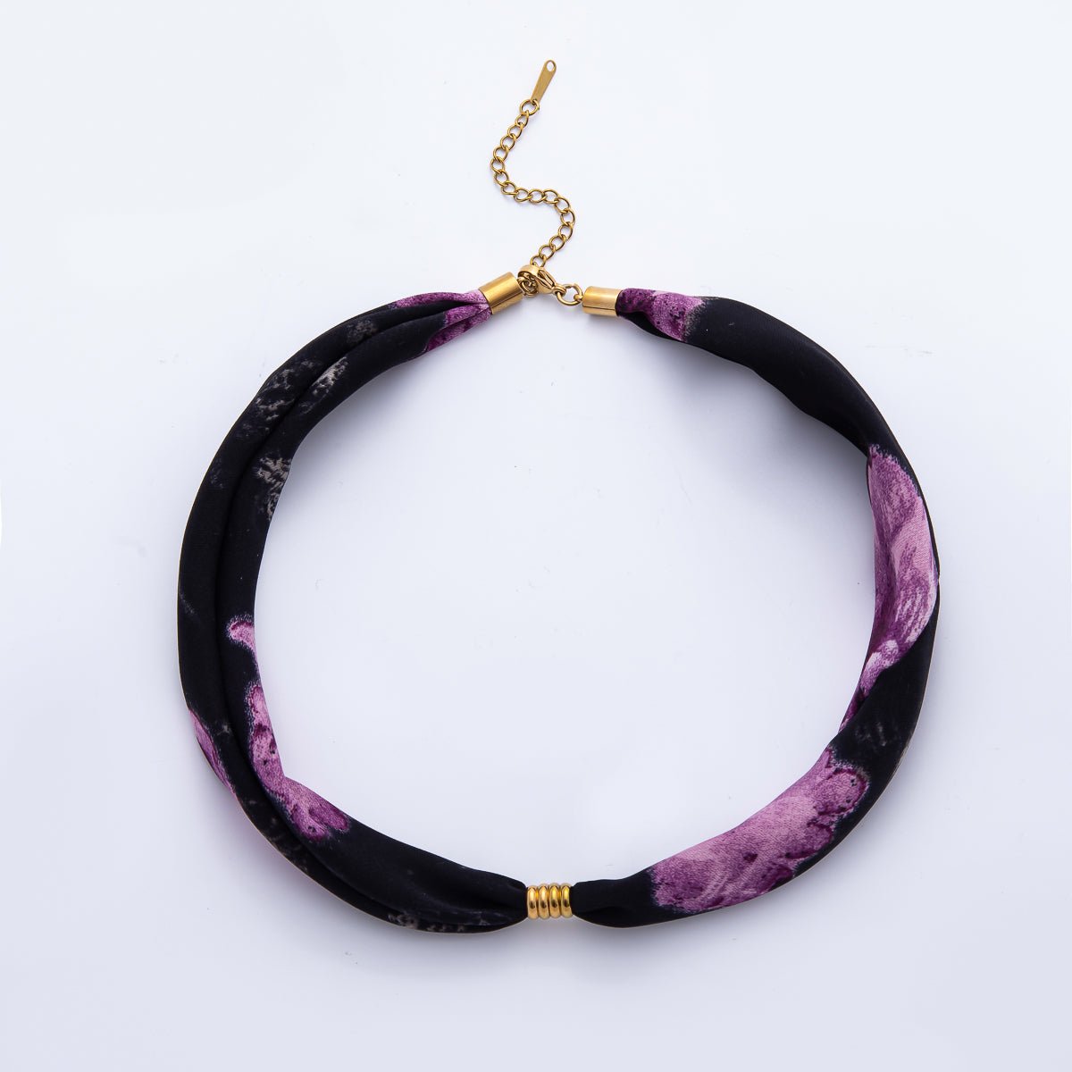 Stainless Steel Gold Brown, Black, Pink Smooth Silk Scarf Handmade Necklace | WA1653 - WA1655, WA1716 - WA1718, WA1721 - WA1723, WA1726 WA1727 WA1730 WA1735 - DLUXCA