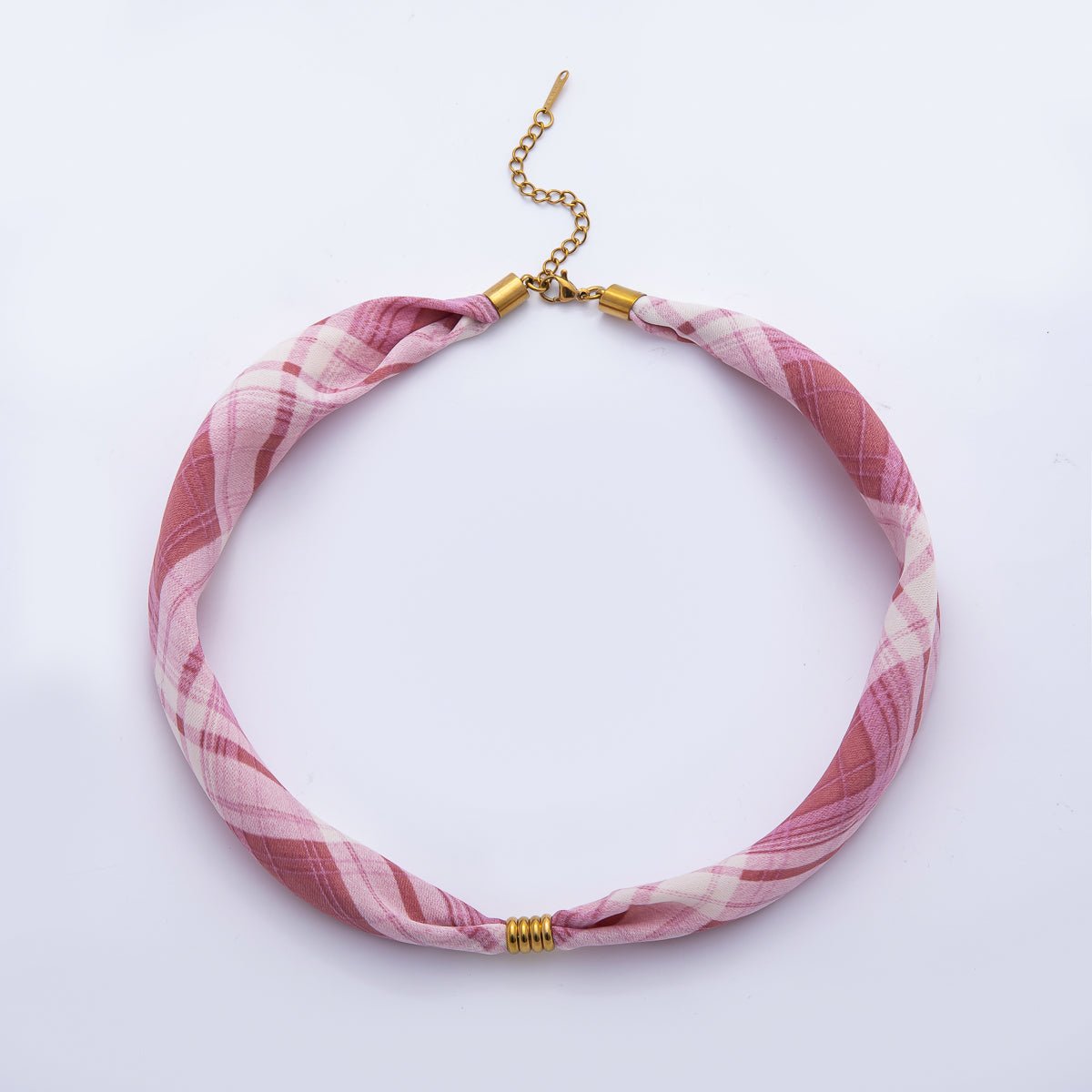 Stainless Steel Gold Brown, Black, Pink Smooth Silk Scarf Handmade Necklace | WA1653 - WA1655, WA1716 - WA1718, WA1721 - WA1723, WA1726 WA1727 WA1730 WA1735 - DLUXCA
