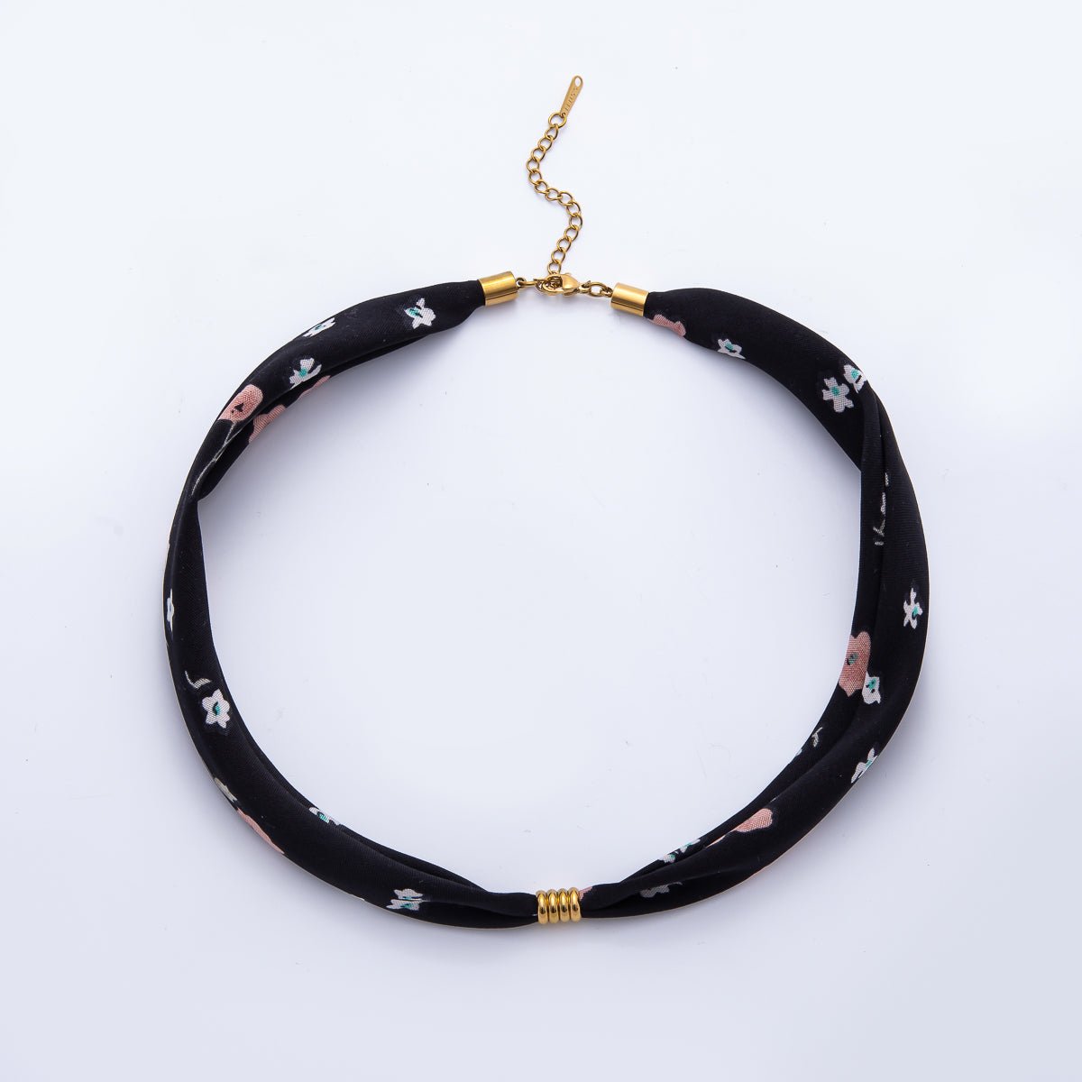 Stainless Steel Gold Brown, Black, Pink Smooth Silk Scarf Handmade Necklace | WA1653 - WA1655, WA1716 - WA1718, WA1721 - WA1723, WA1726 WA1727 WA1730 WA1735 - DLUXCA