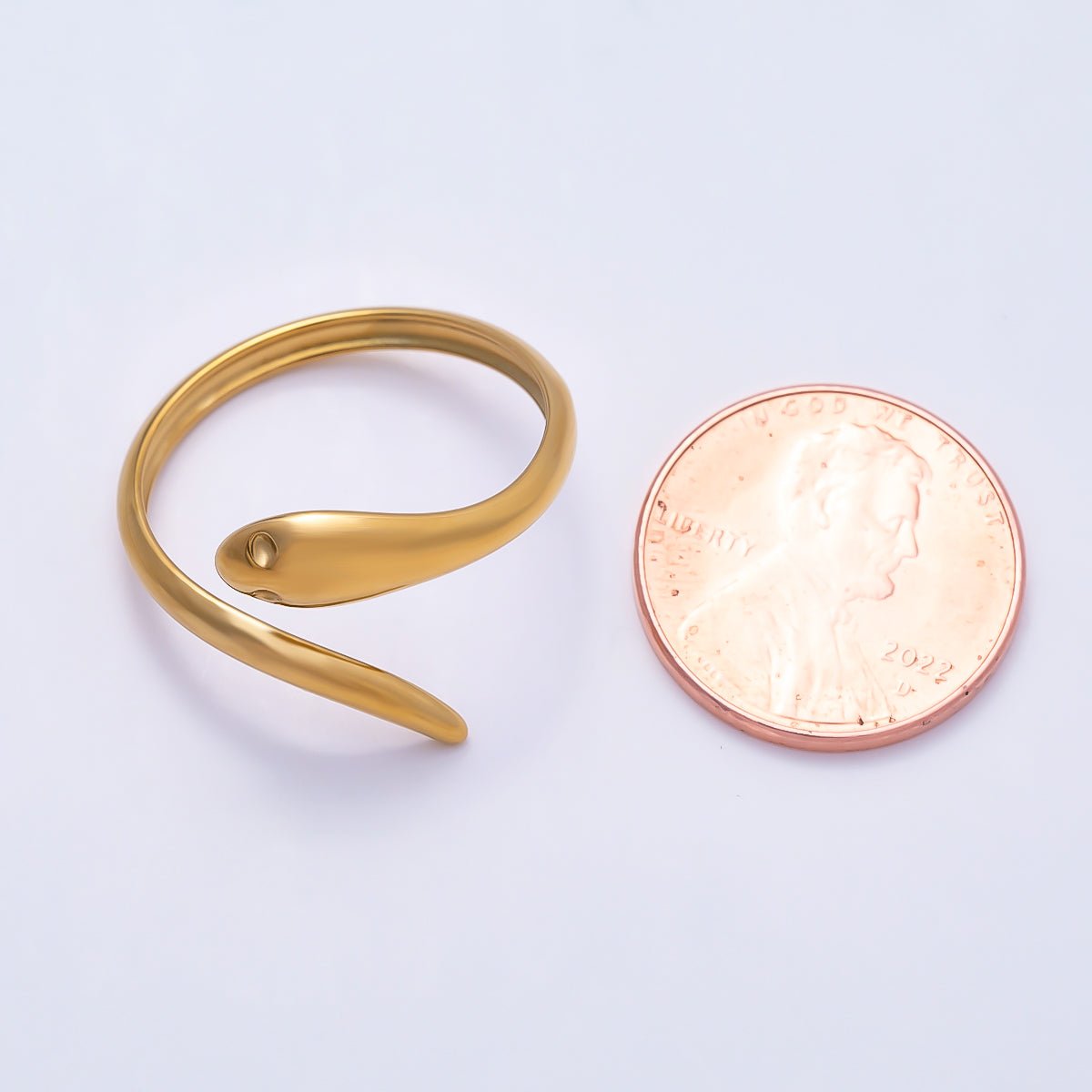 Stainless Steel Gold PVD Minimalist Molten Snake Wrap Ring | Rings-00318 - DLUXCA