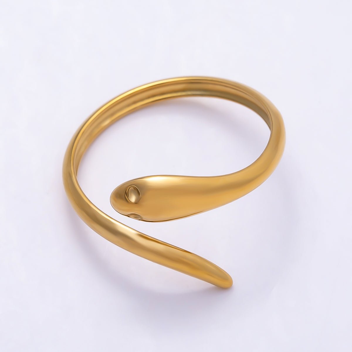 Stainless Steel Gold PVD Minimalist Molten Snake Wrap Ring | Rings-00318 - DLUXCA