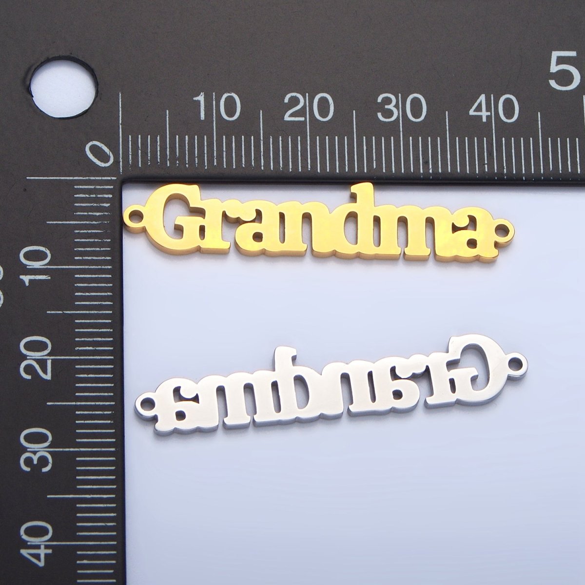 Stainless Steel "Grandma" Script Minimalist Connector in Gold & Silver | G456 - DLUXCA