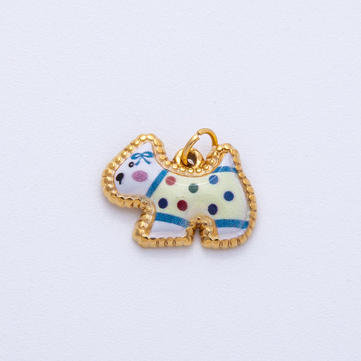 Stainless Steel Green, Yellow, Pink 18mm Cute Enamel Kitten Animal Charm | J654 - J670 - DLUXCA