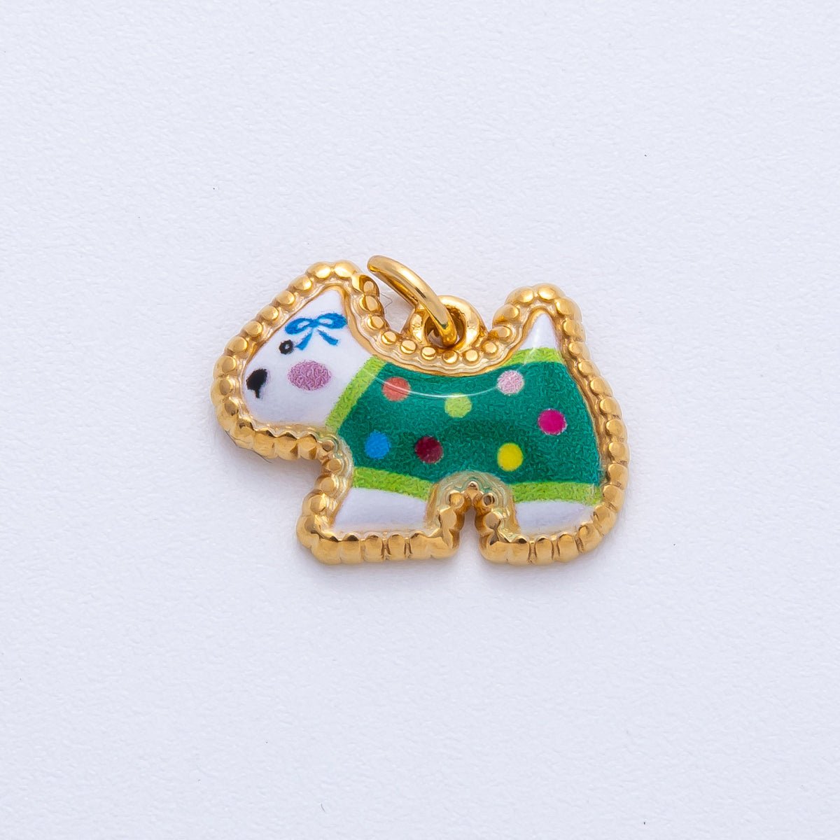 Stainless Steel Green, Yellow, Pink 18mm Cute Enamel Kitten Animal Charm | J654 - J670 - DLUXCA