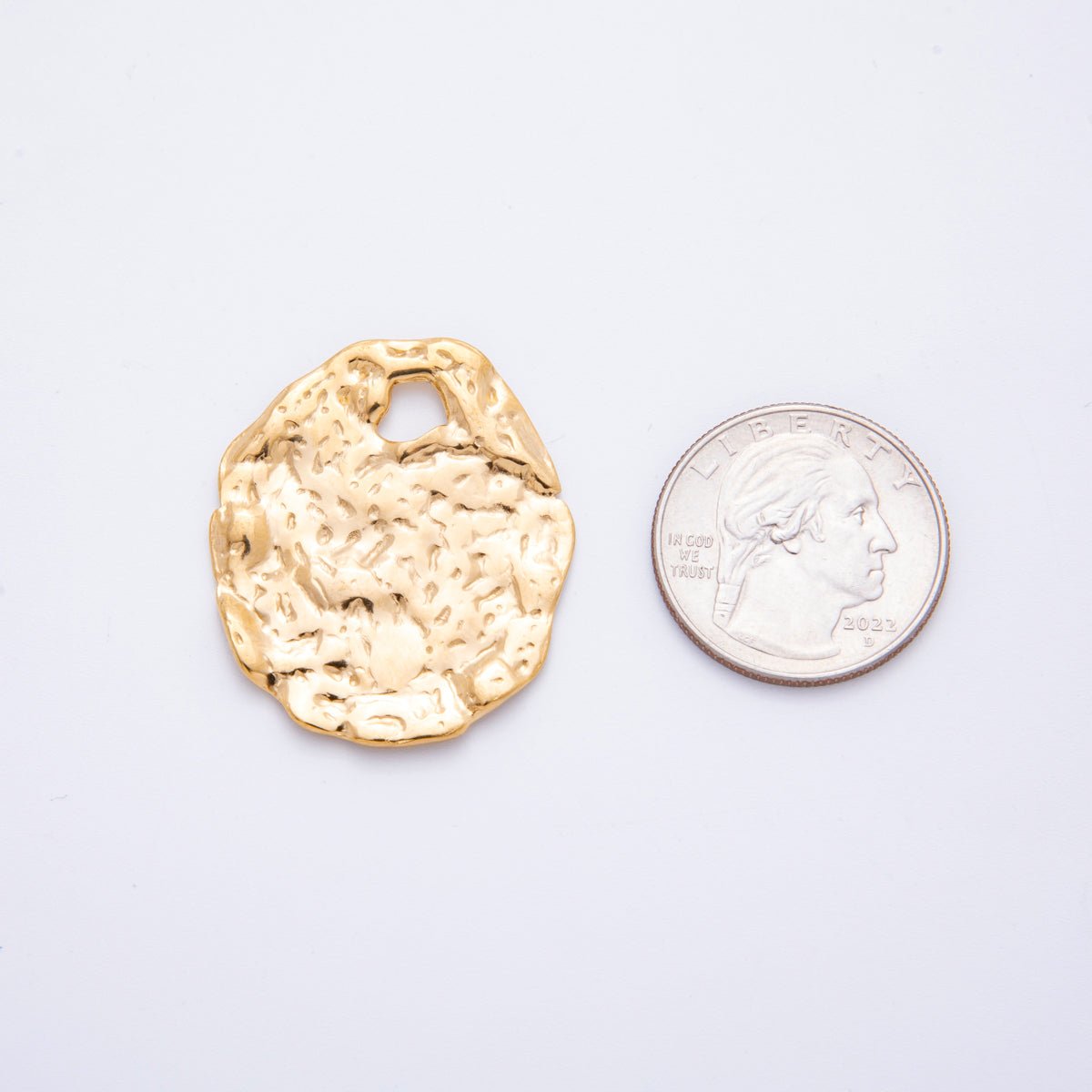 Stainless Steel Hammered Oval Charm Finding | Z - A1240 - DLUXCA