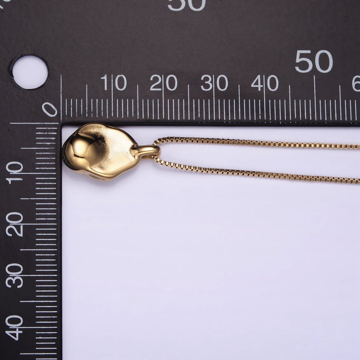 Stainless Steel Hammered Pendant Box Chain Necklace w. 2 Inch Extender | WA - 2549 - DLUXCA