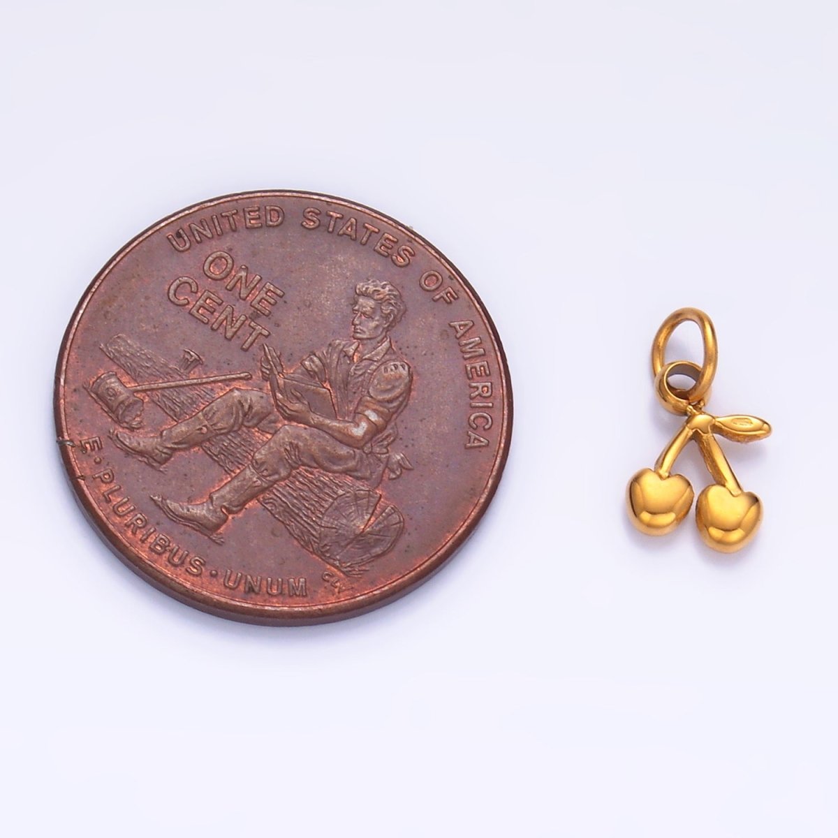 Stainless Steel Heart Cherry Fruit Mini Charm | P793 - DLUXCA