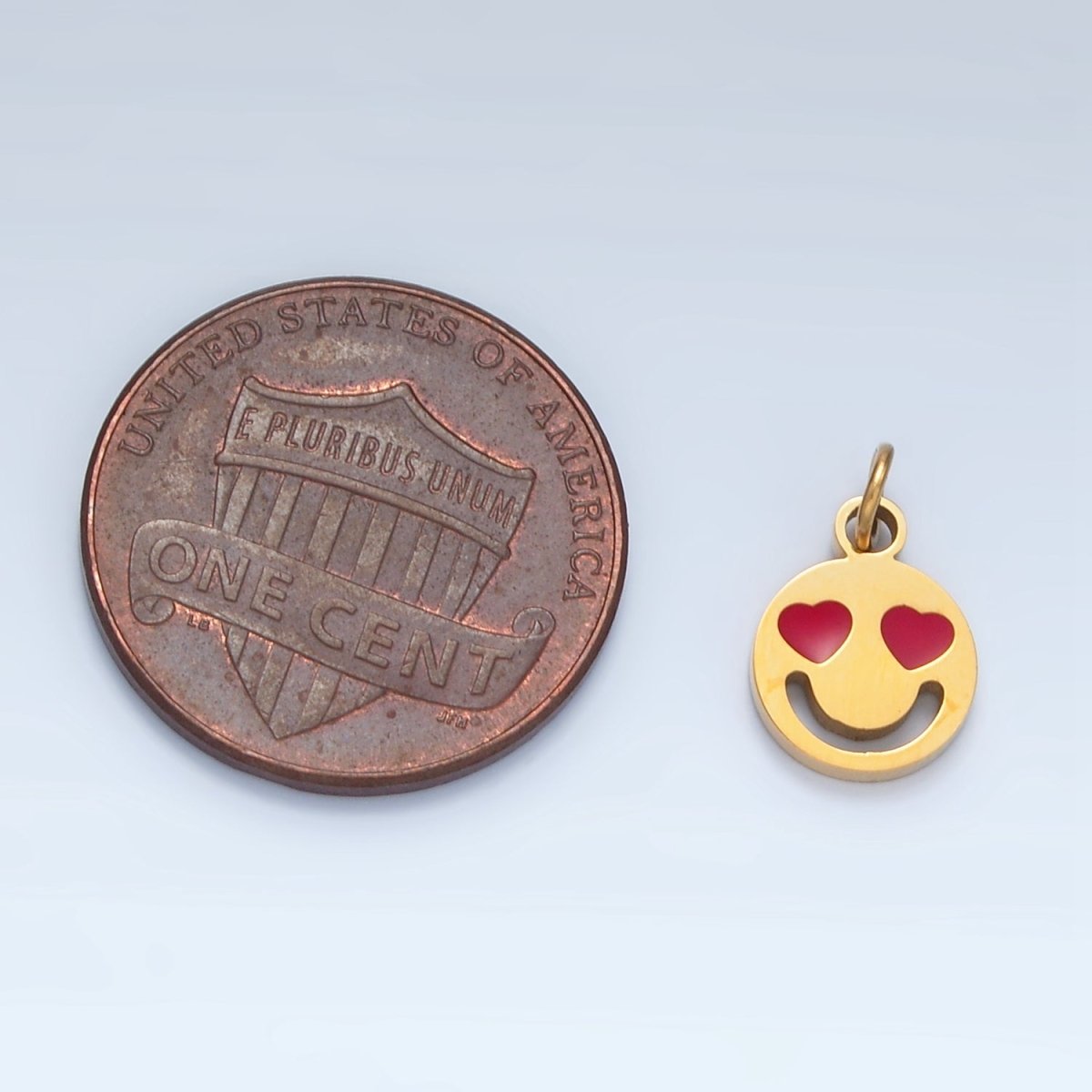 Stainless Steel Heart Eyes Smiley Face Mini Charm | P678 - DLUXCA