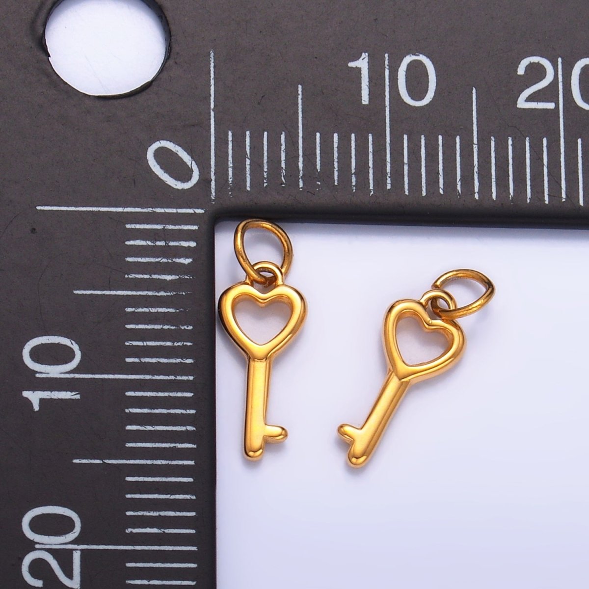 Stainless Steel Heart Key Mini Minimalist Charm | P1442 - DLUXCA