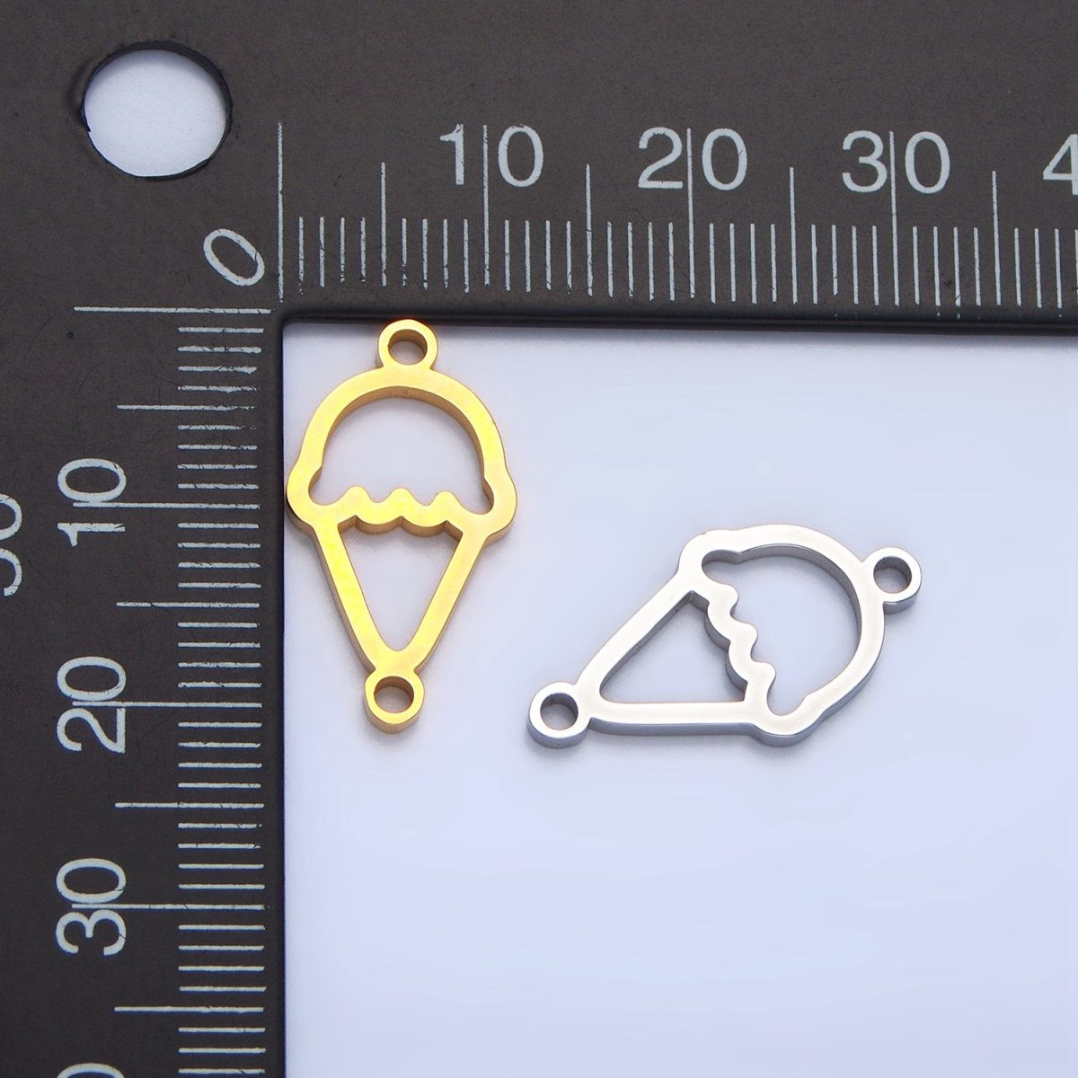 Stainless Steel Ice Cream Dessert Charm Connector in Gold & Silver | G - 465 - DLUXCA