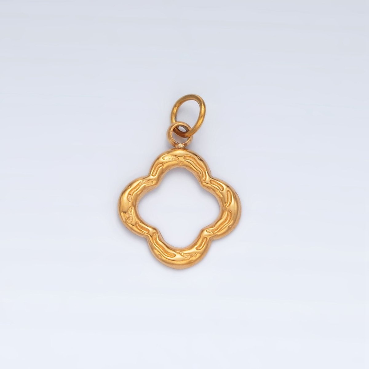 Stainless Steel Lined Open Flower Quatrefoil Charm | P1022 - DLUXCA