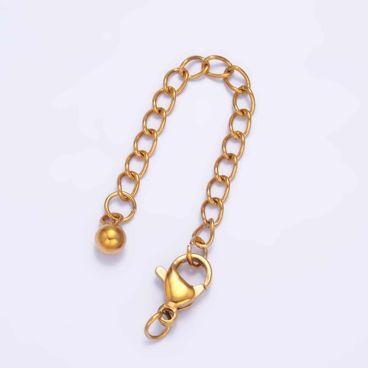 Stainless Steel Lobster Claw Clasps w. 2 - Inch Extender Ball Findings Set | Z1061 - DLUXCA