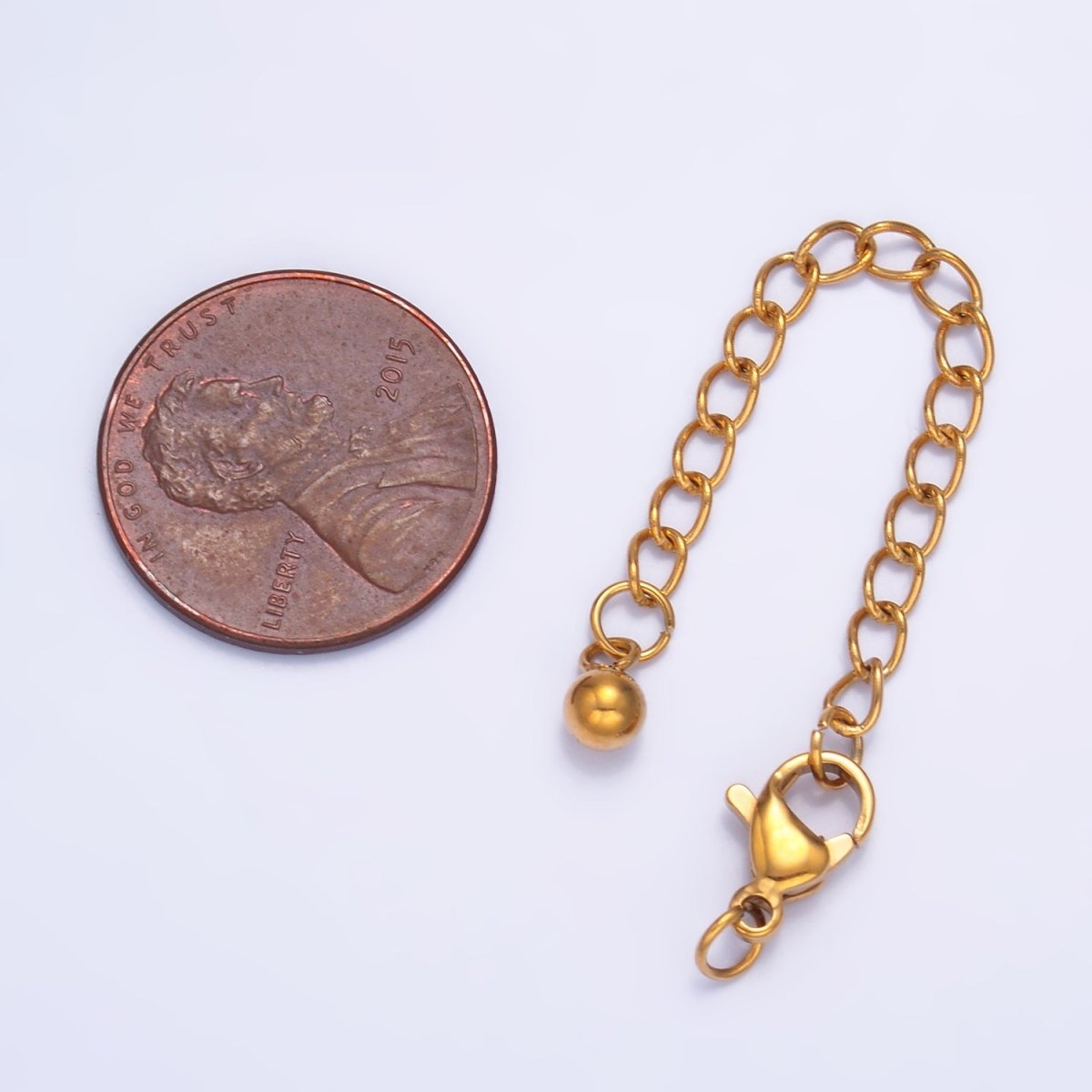 Stainless Steel Lobster Claw Clasps w. 2 - Inch Extender Ball Findings Set | Z1061 - DLUXCA