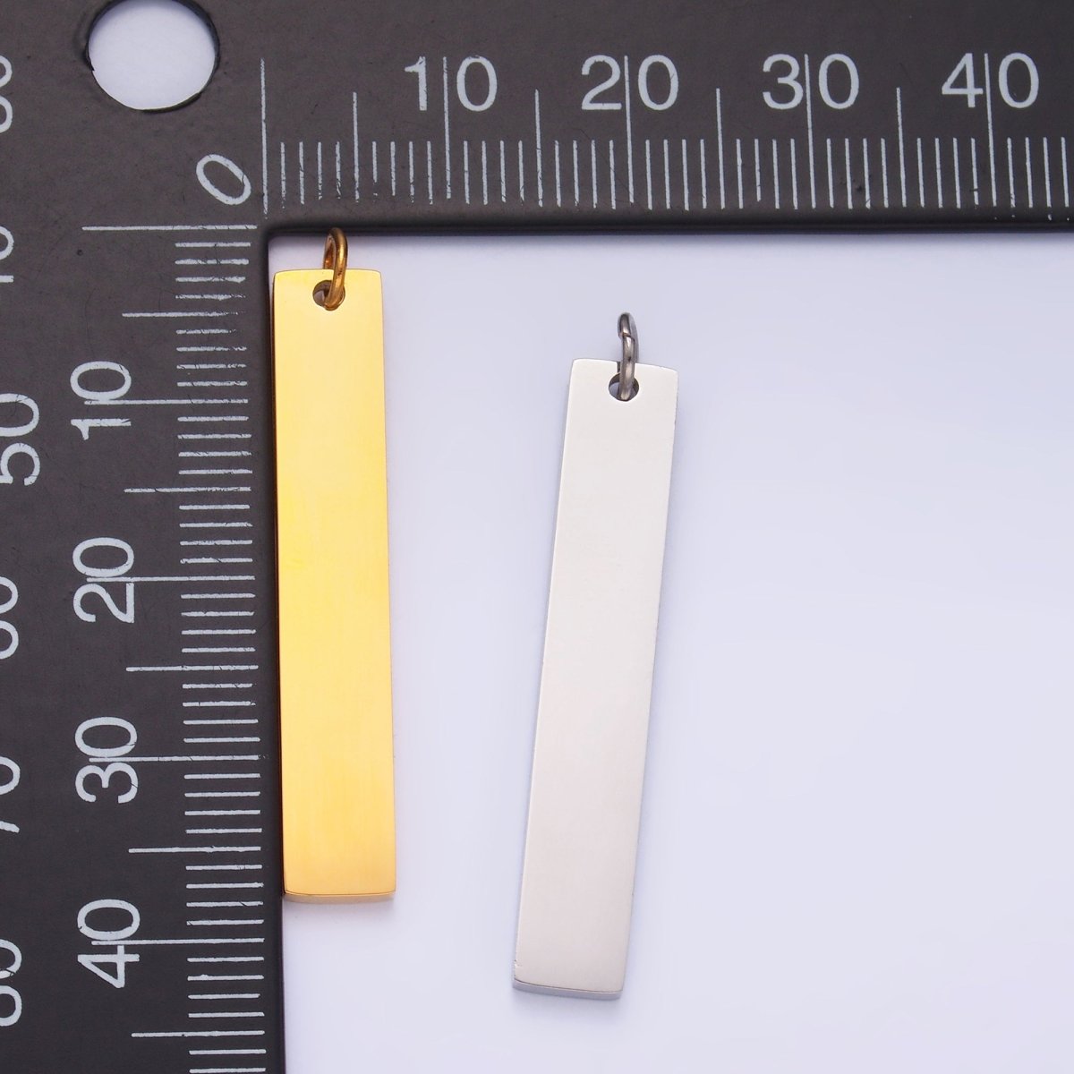 Stainless Steel Long Minimalist Geometric Rectangle Charm in Gold & Silver | P714 - DLUXCA