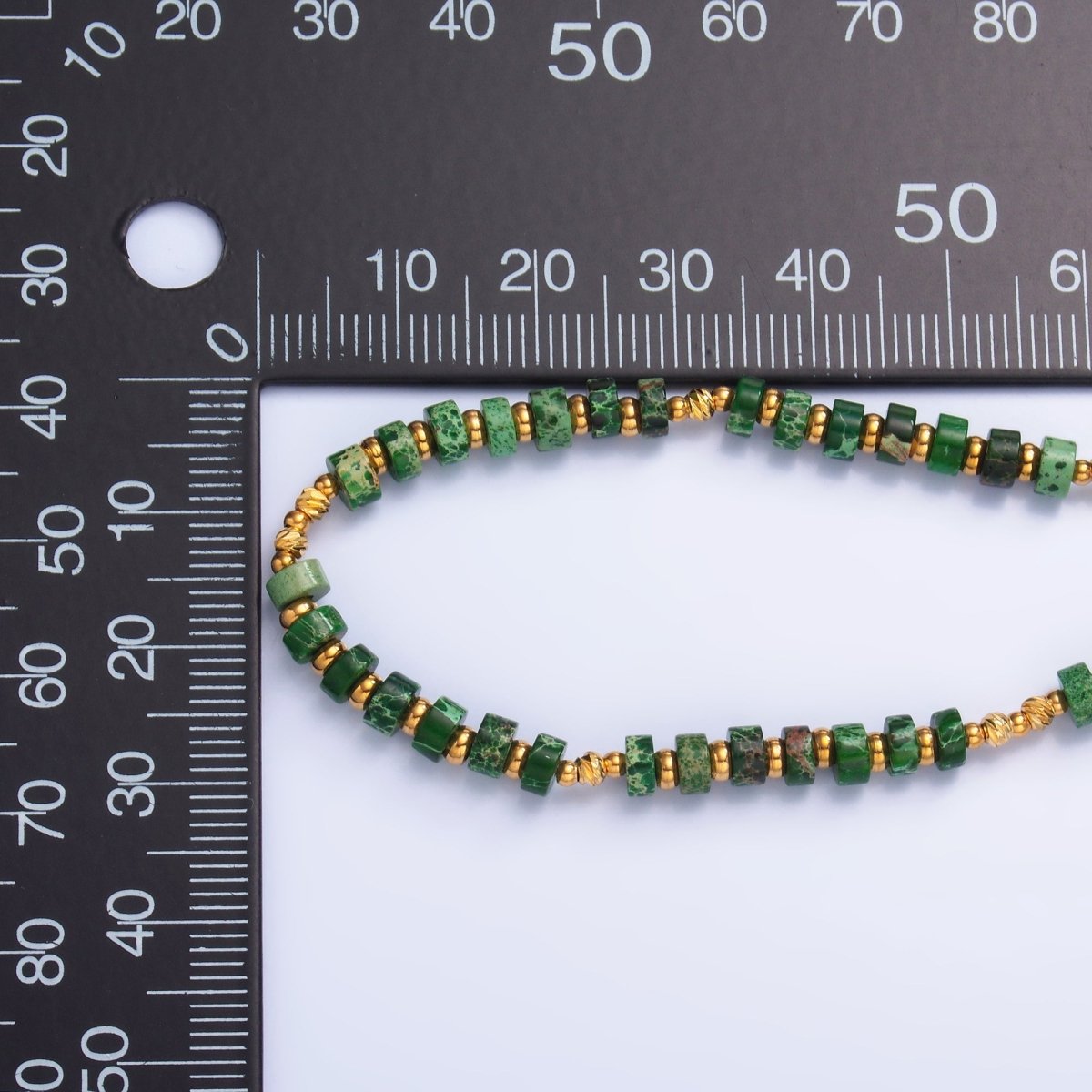 Stainless Steel Malachite Natural Gemstone Bead 16 Inch Choker Necklace | WA - 3108 - DLUXCA
