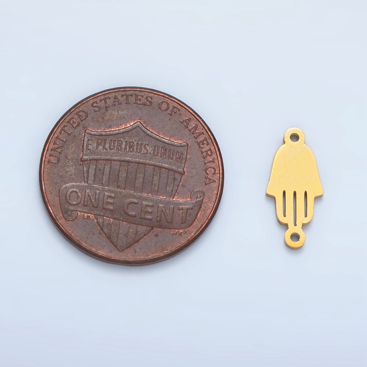 Stainless Steel Minimalist Hamsa Hand Silhouette Outline Connector | F176 - DLUXCA