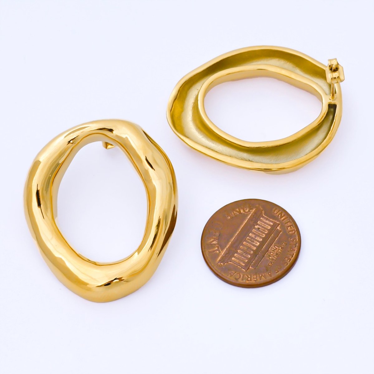 Stainless Steel Minimalist Molten Round Stud Earrings | AB746 - DLUXCA