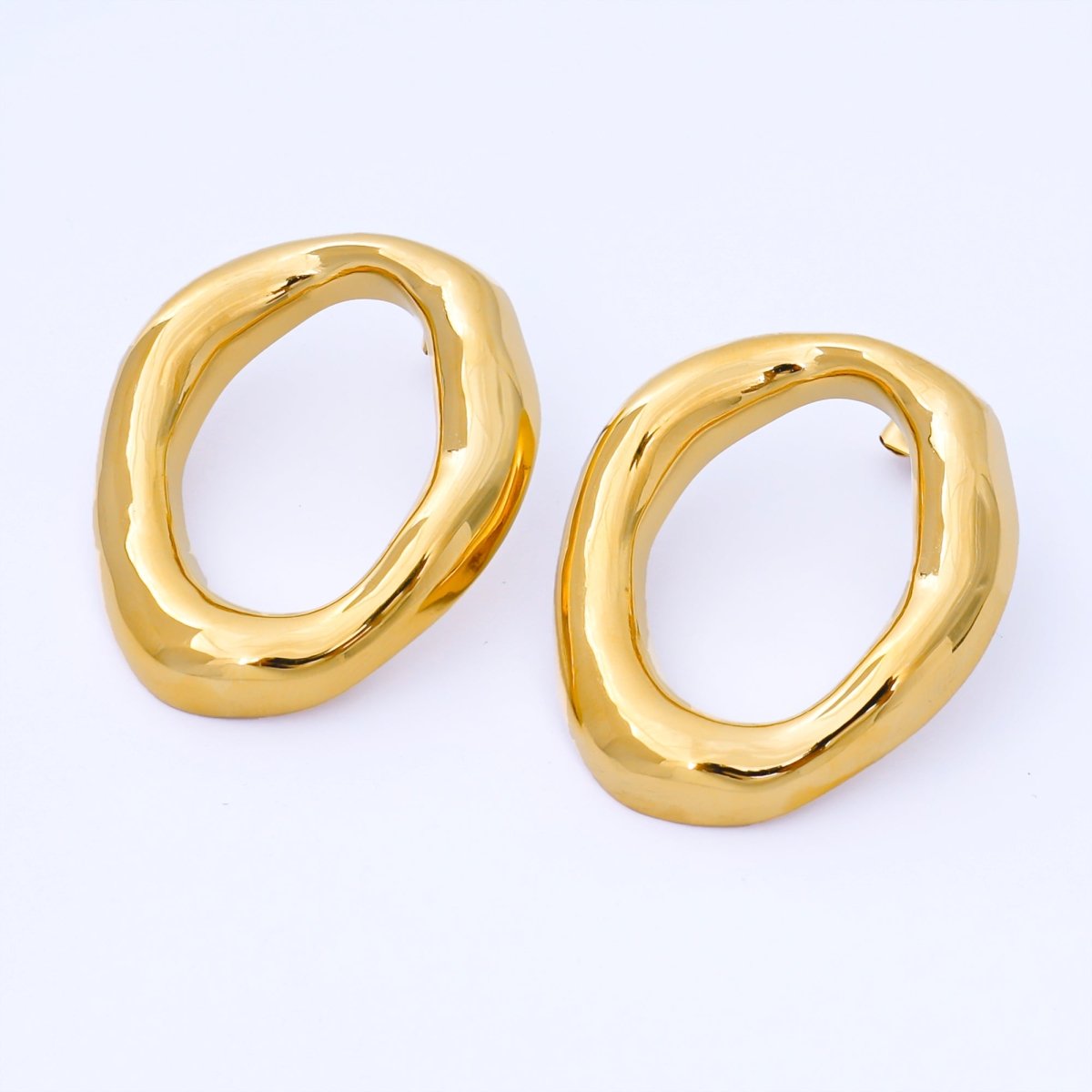 Stainless Steel Minimalist Molten Round Stud Earrings | AB746 - DLUXCA
