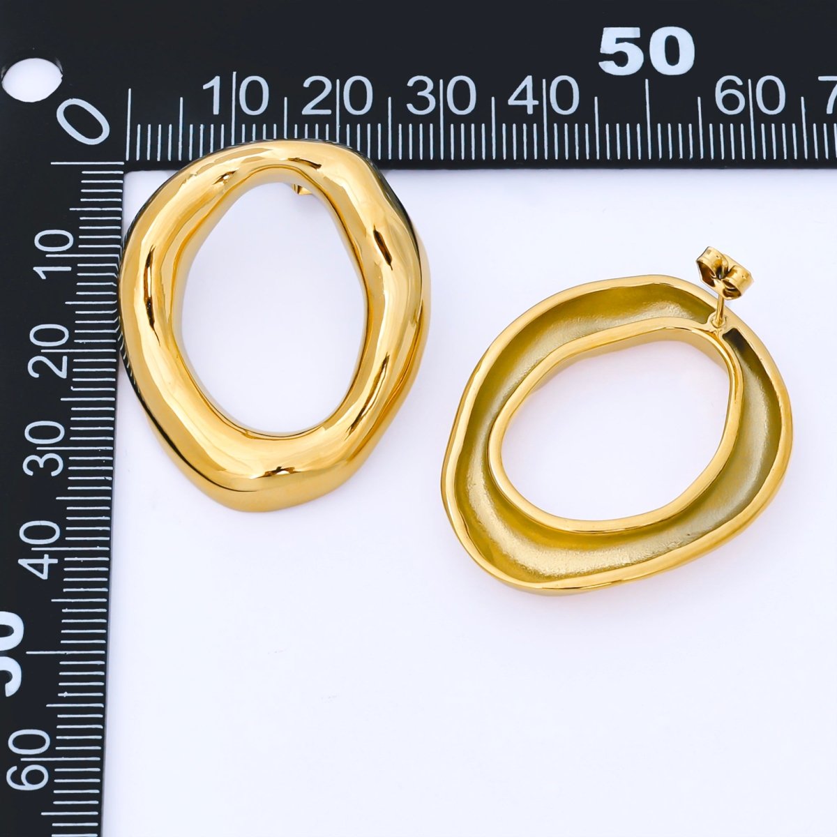 Stainless Steel Minimalist Molten Round Stud Earrings | AB746 - DLUXCA