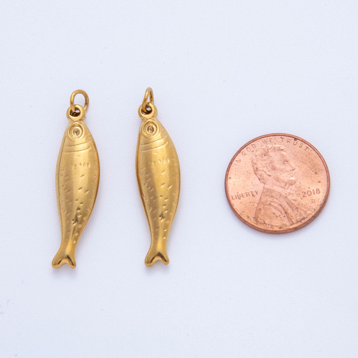 Stainless Steel Minimalist Multidimensional 3D Sardine Fish Charm | AF393 - DLUXCA