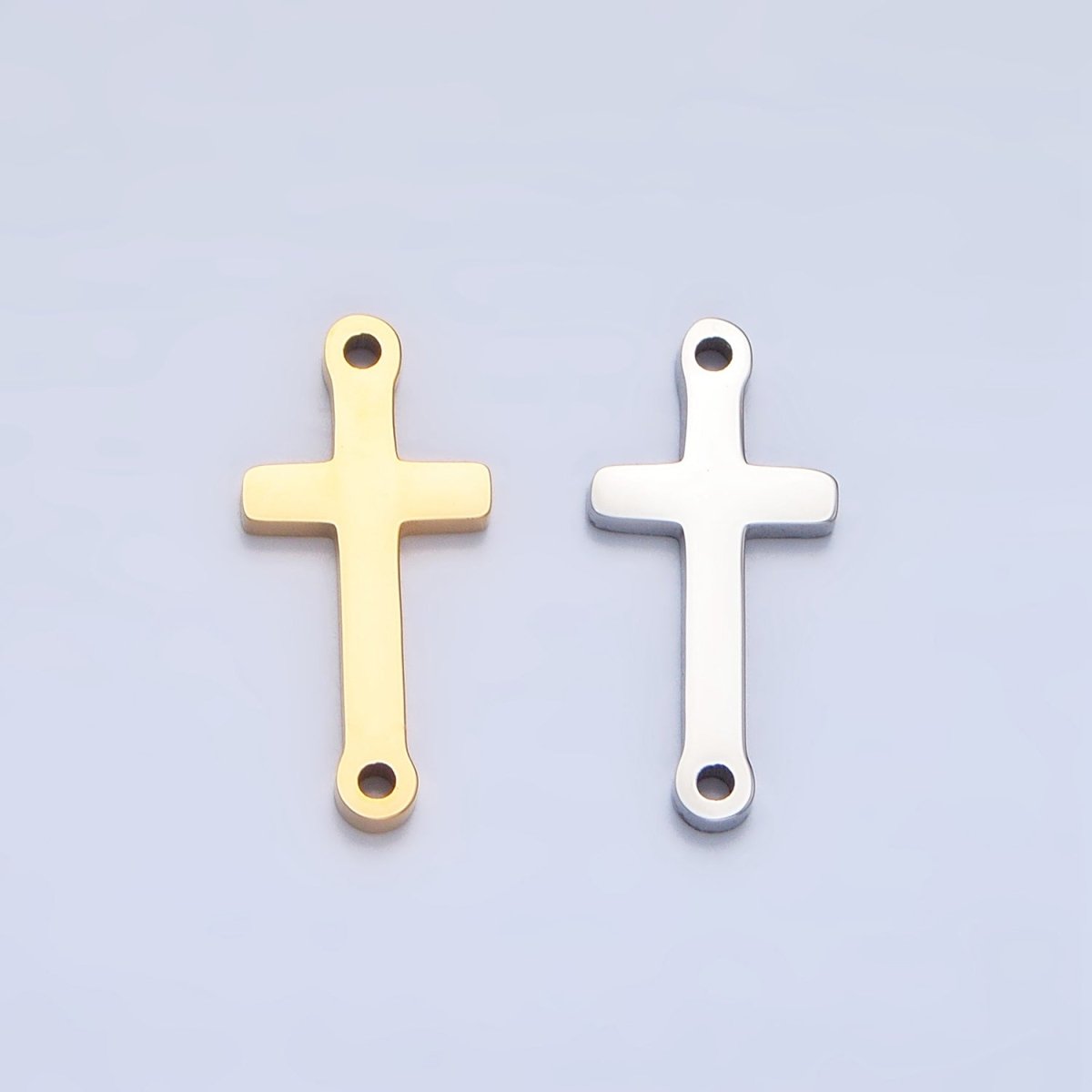 Stainless Steel Minimalist Religious Cross Charm Connector in Gold & Silver | F - 366 - DLUXCA
