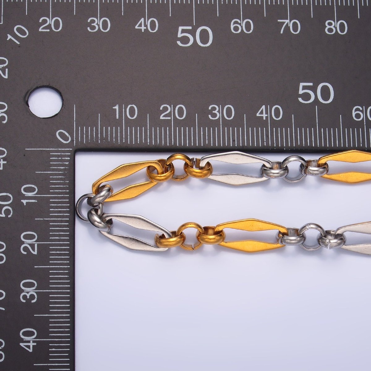 Stainless Steel Mixed Metal Geometric Edged Paperclip Rolo Unfinished Chain by Yard | Roll - 1542 - DLUXCA