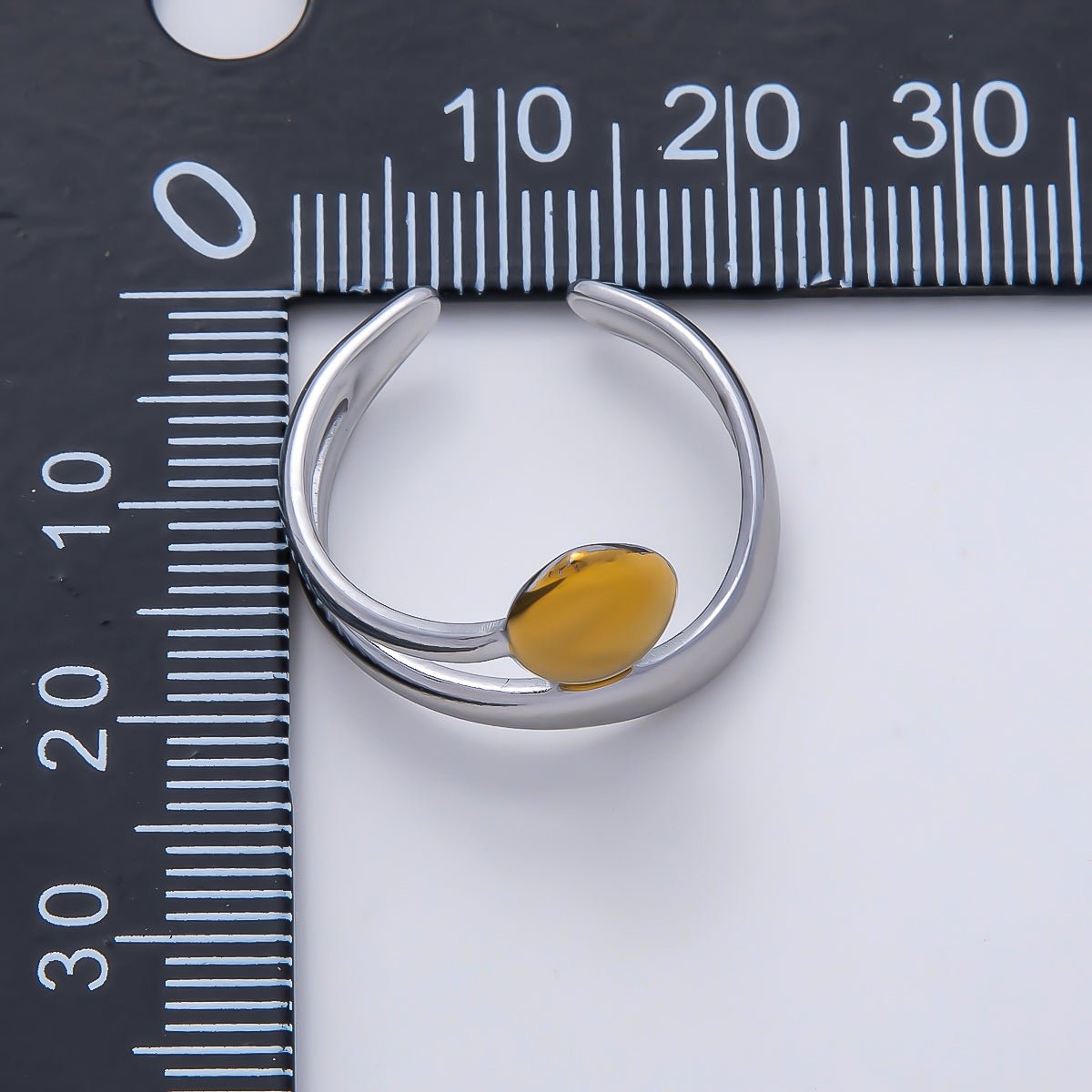 Stainless Steel Mixed Metal Molten Oval Double Band Ring | Rings-00184 - DLUXCA
