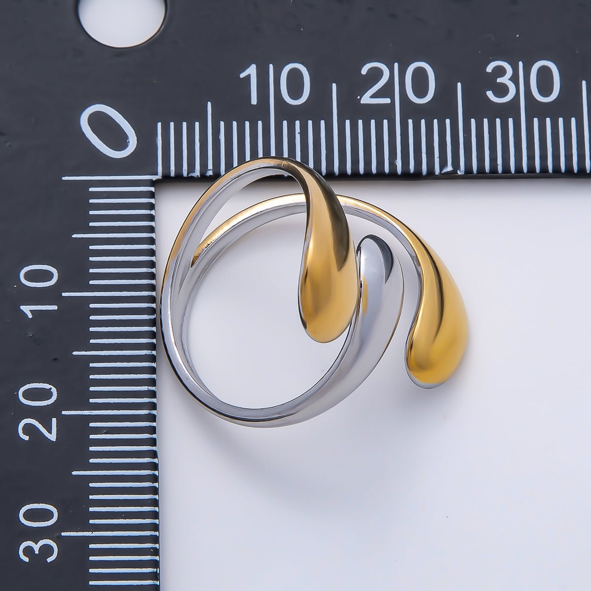 Stainless Steel Mixed Metal Molten Wrap Triple Band Ring | Rings-00179 - DLUXCA