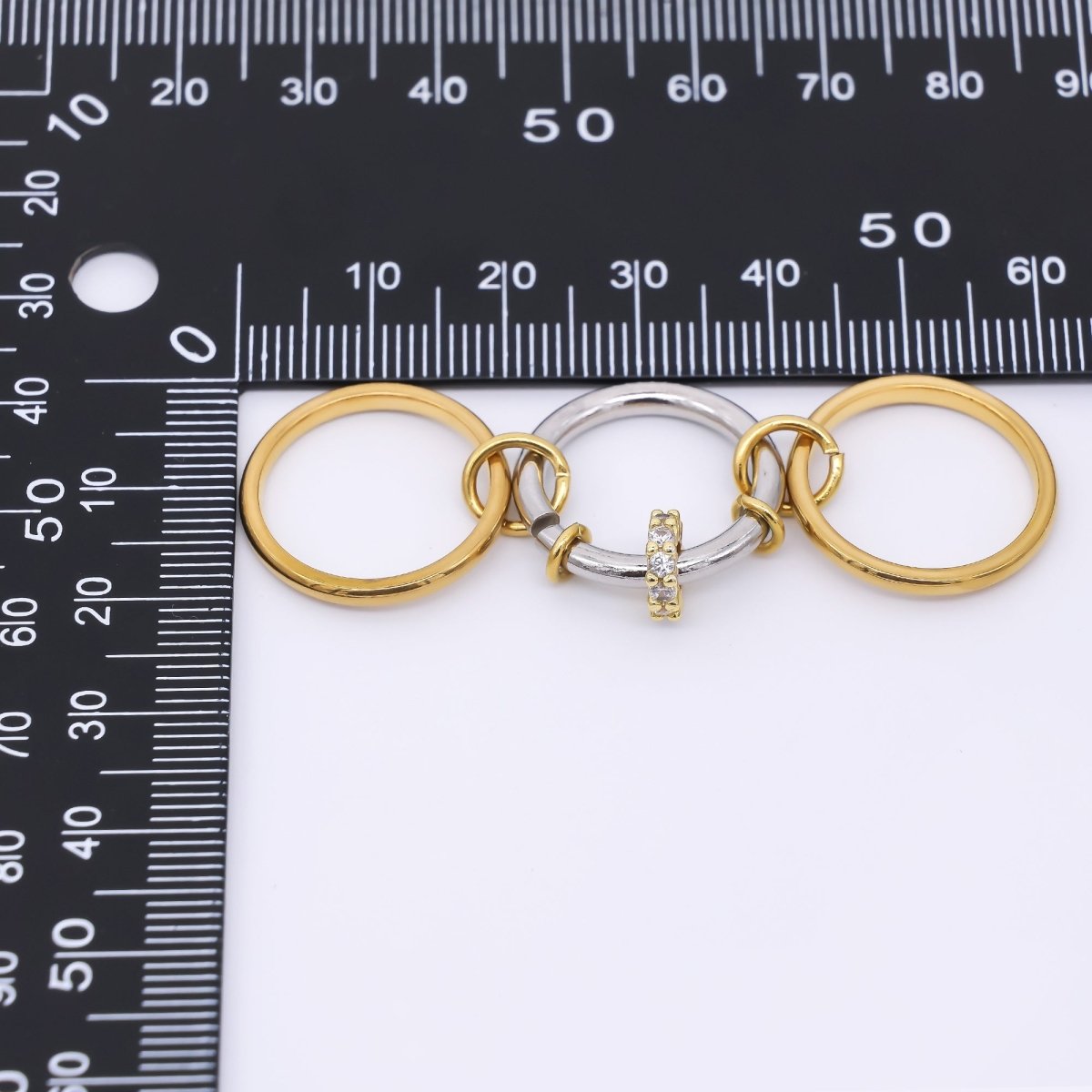 Stainless Steel Mixed Metal Multiple Interlocked Bands Stacking Ring | O1438 - DLUXCA