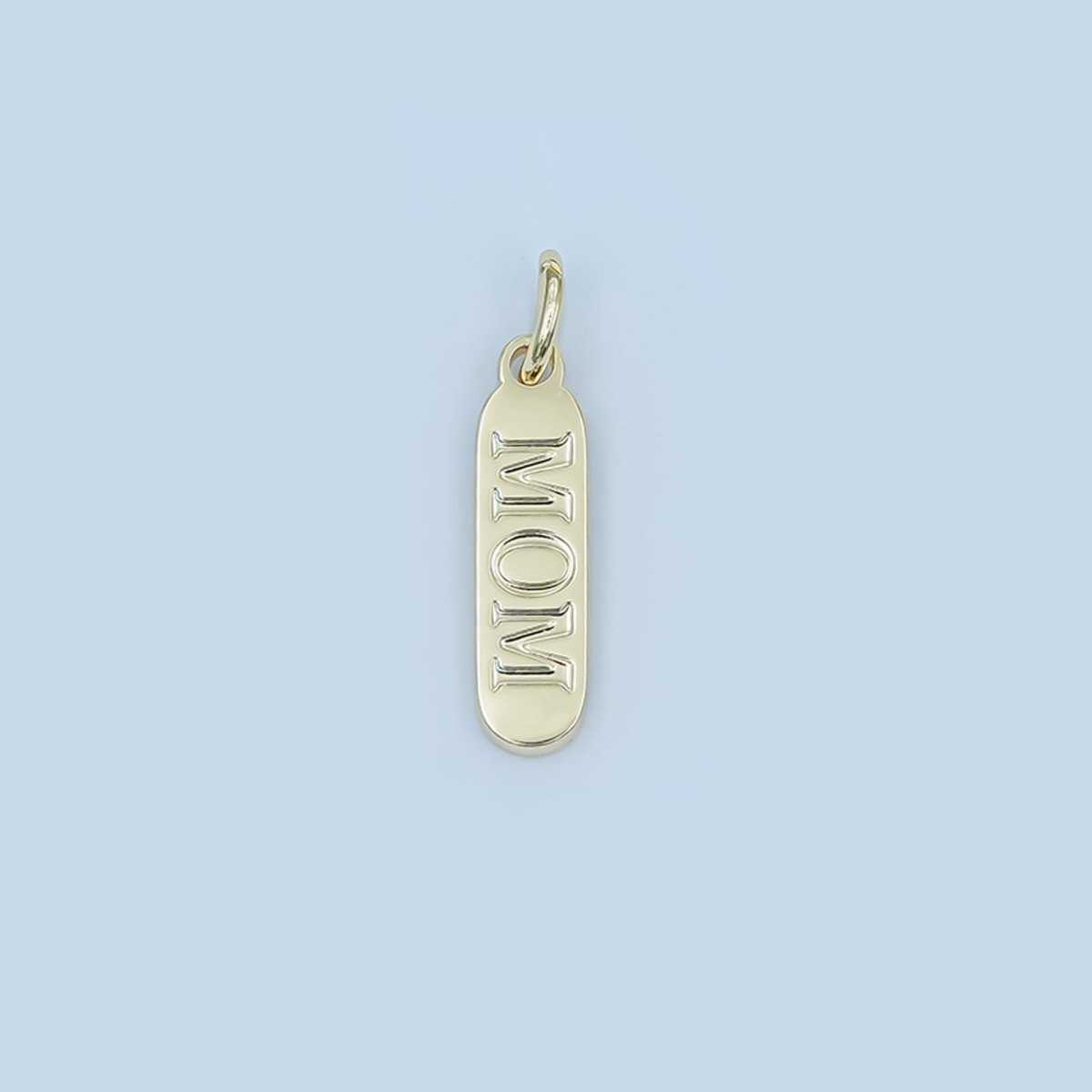 Stainless Steel "MOM" Script Tag Mini Charm | P953 - DLUXCA