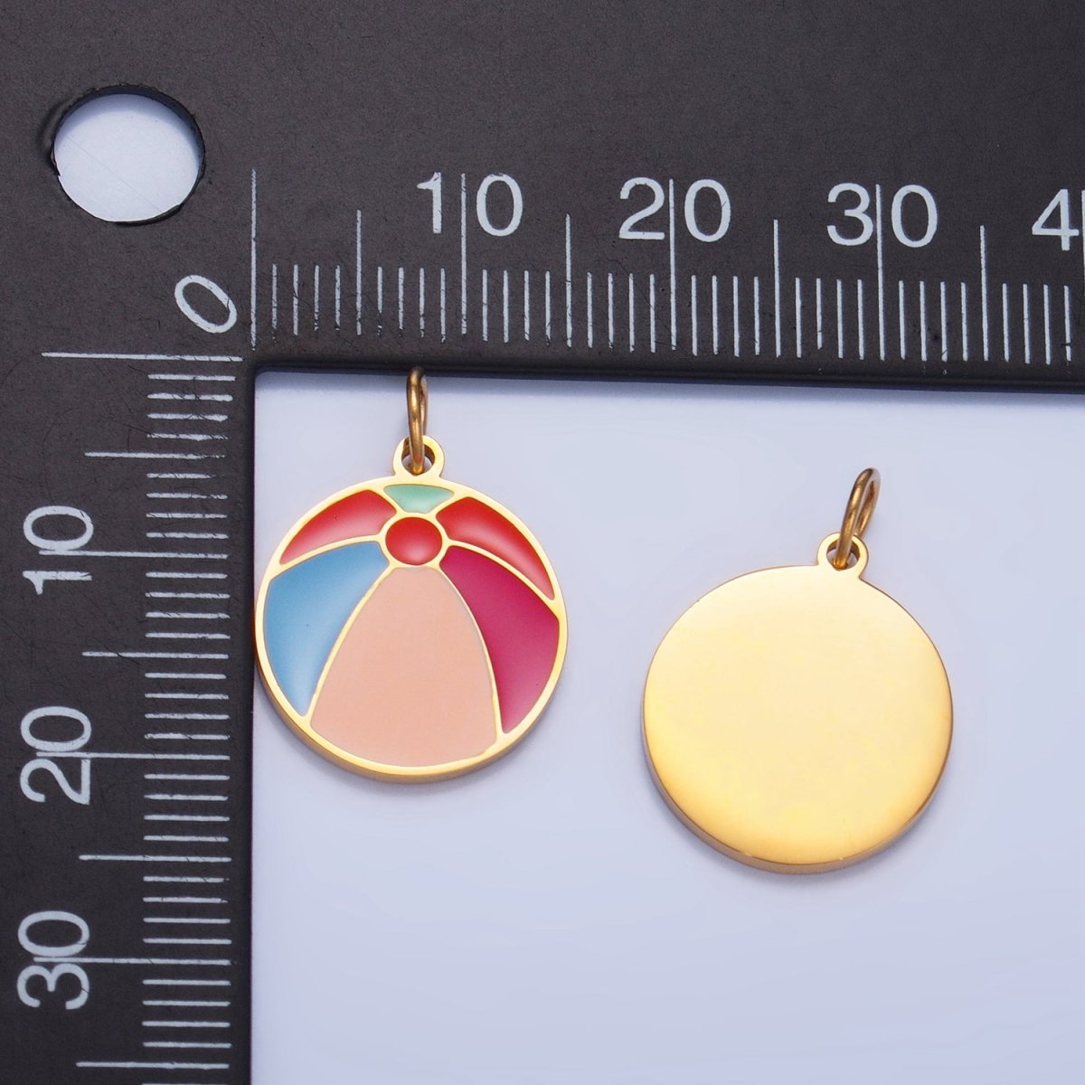 Stainless Steel Multicolor Enamel Beach Ball Charm | P1527 - DLUXCA