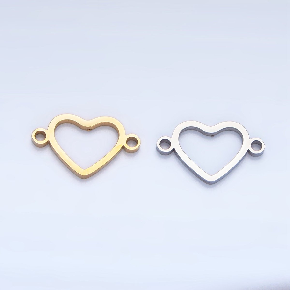 Stainless Steel Open Minimalist Heart Connector in Gold & Silver | F283 - DLUXCA