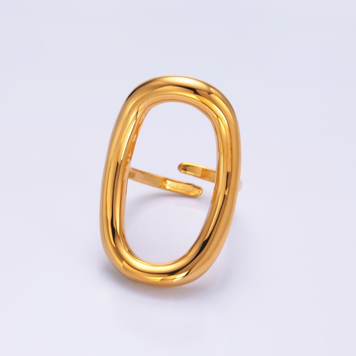 Stainless Steel Oval Oblong Minimalist Band Ring | O588 - DLUXCA