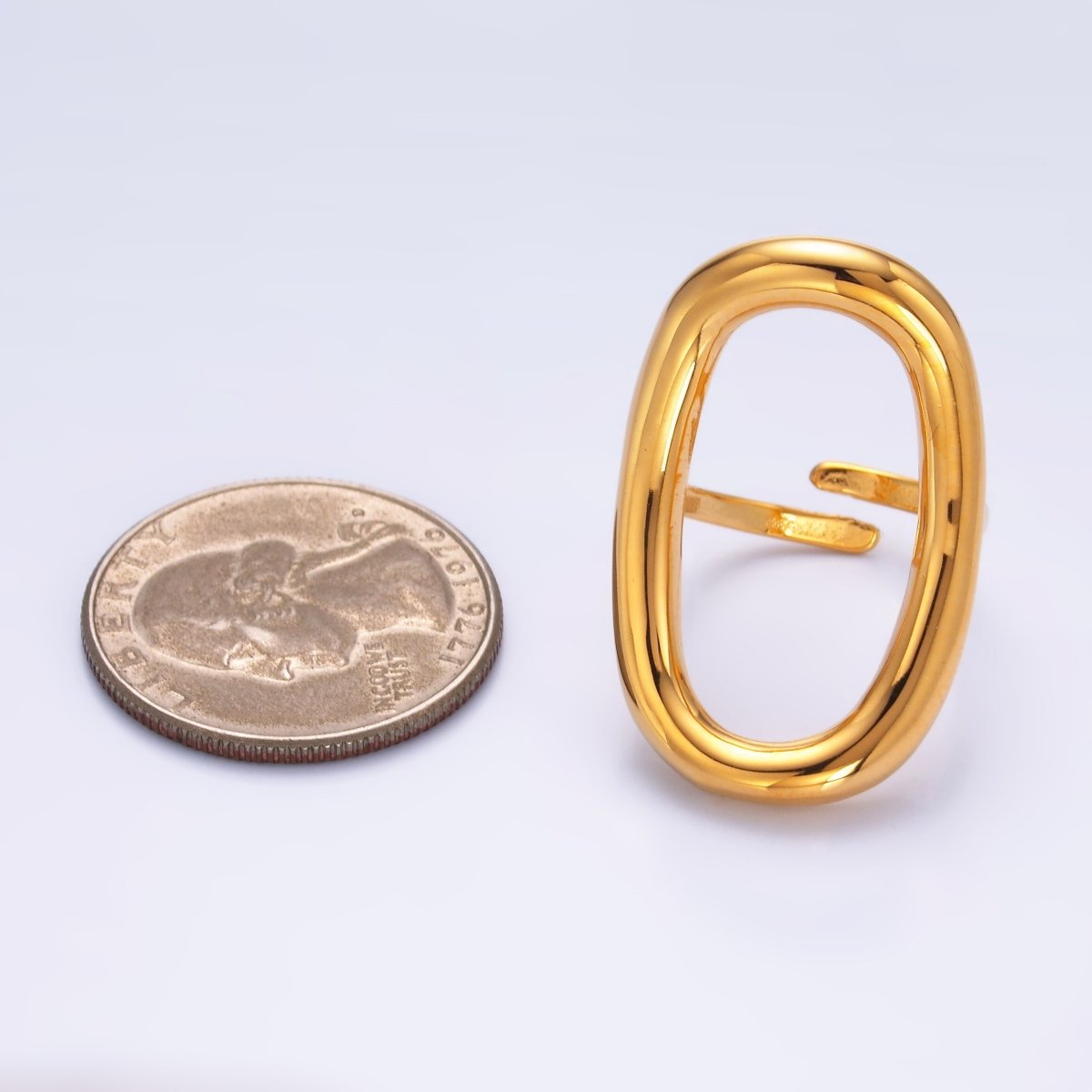 Stainless Steel Oval Oblong Minimalist Band Ring | O588 - DLUXCA