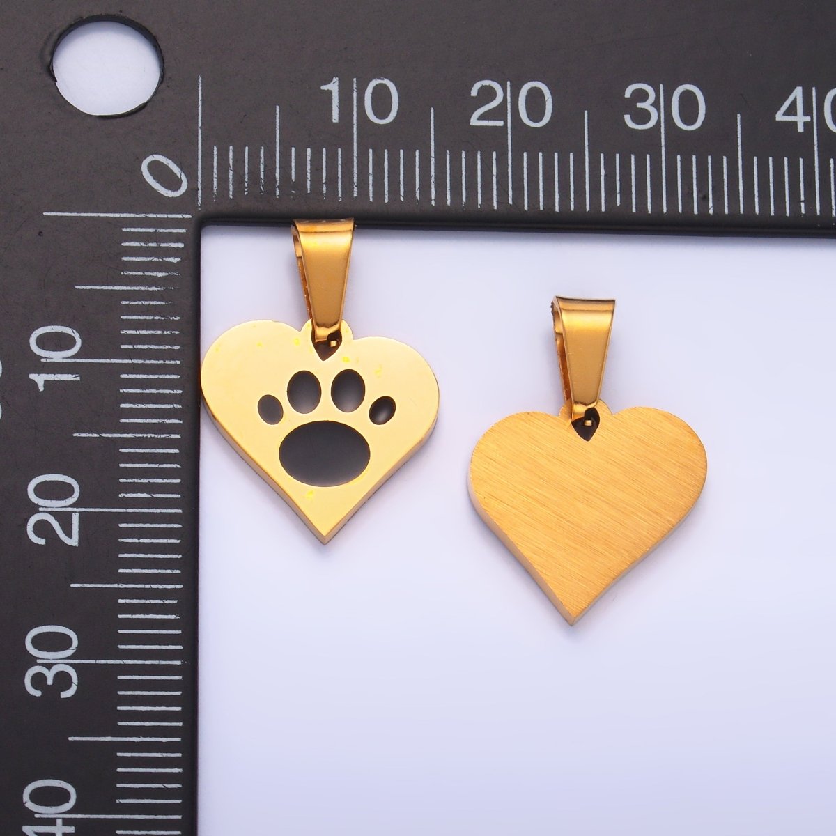 Stainless Steel Pet Paw Print Heart Pendant | P816 - DLUXCA