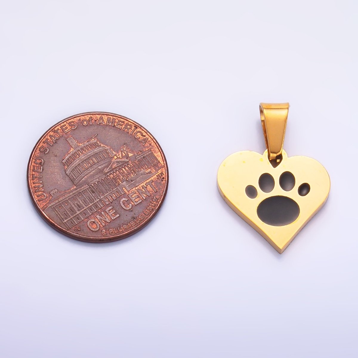 Stainless Steel Pet Paw Print Heart Pendant | P816 - DLUXCA
