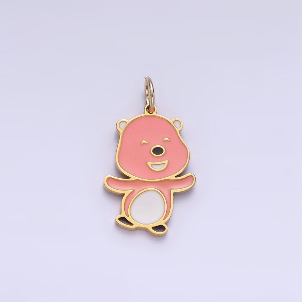 Stainless Steel Pink Beaver Charm Enamel Animal Kids Jewelry Pendant | P1006 - DLUXCA