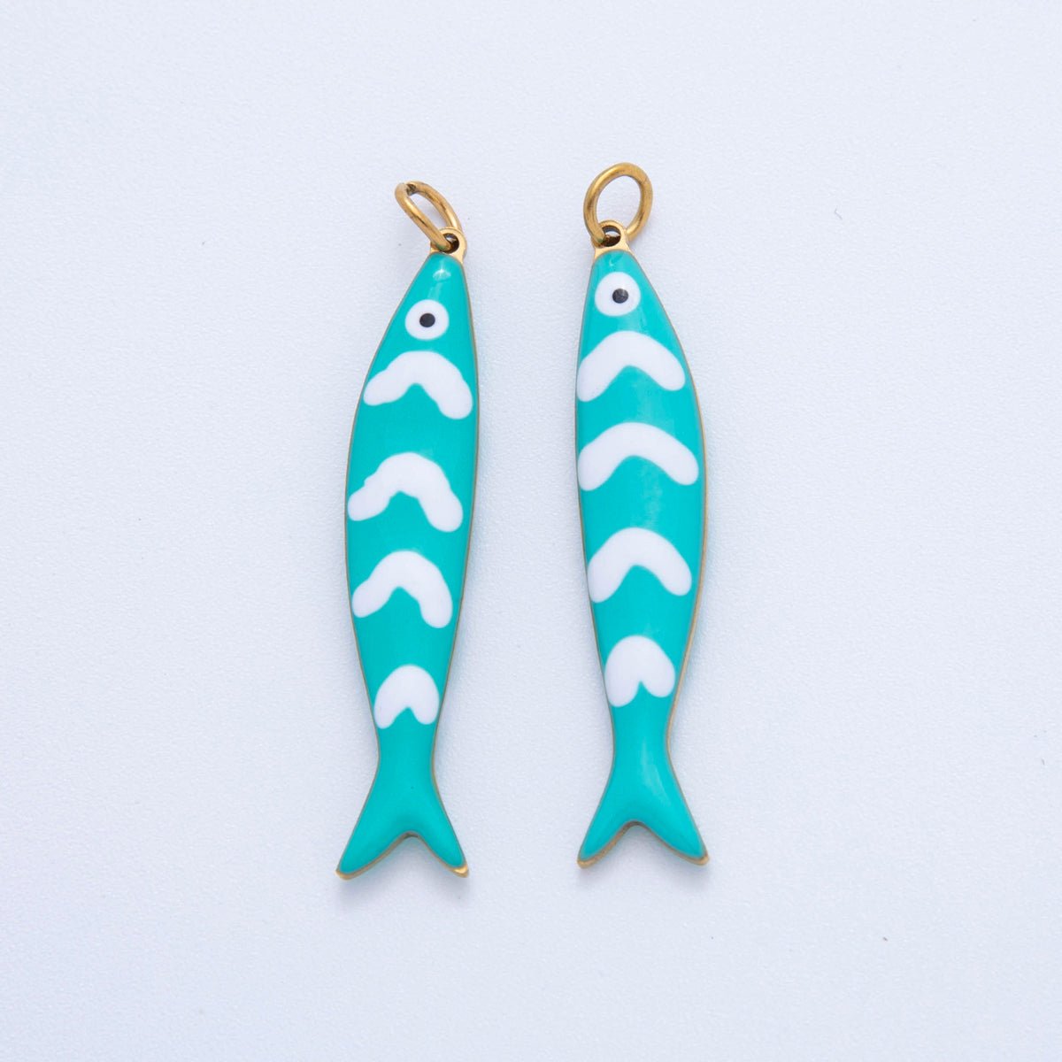 Stainless Steel Pink, Blue White - Lined Fish Sea 3D Multidimensional Charm | AF391 AF392 - DLUXCA